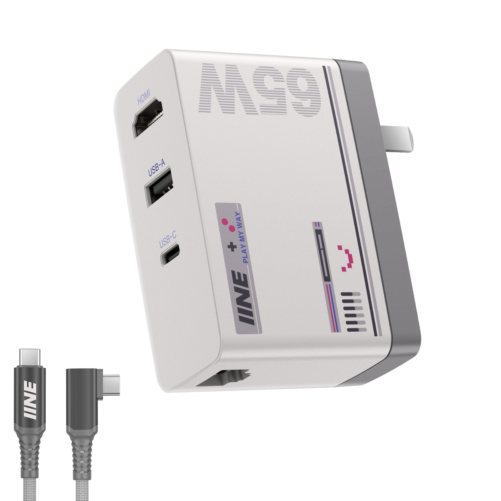 IINE 65W Gallium Nitride HDMI Video Converter with Ethernet Port