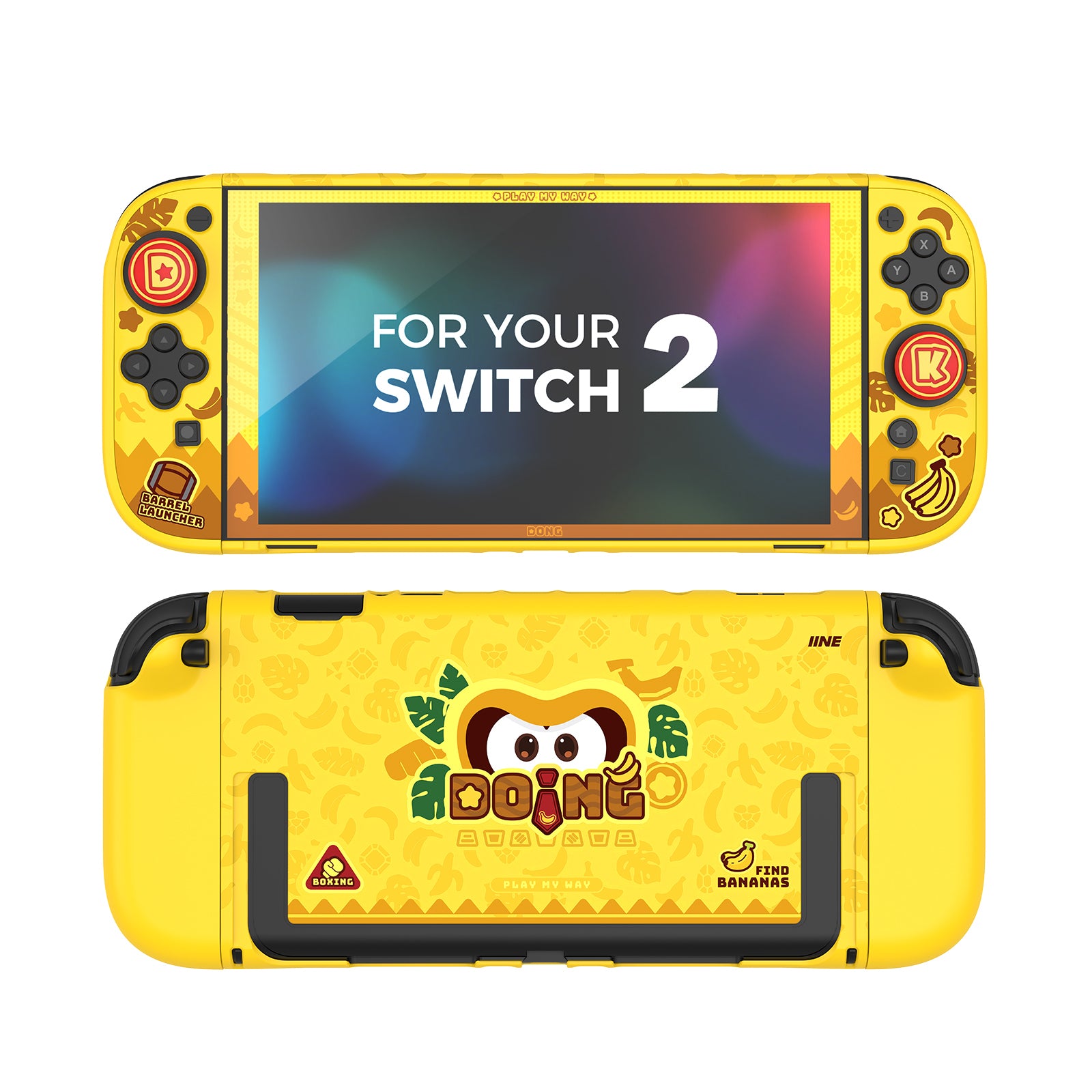 IINE Banana Hero Protective Case & Tempered Glass Film & Storage Bag & Game Card Case for Switch 2
