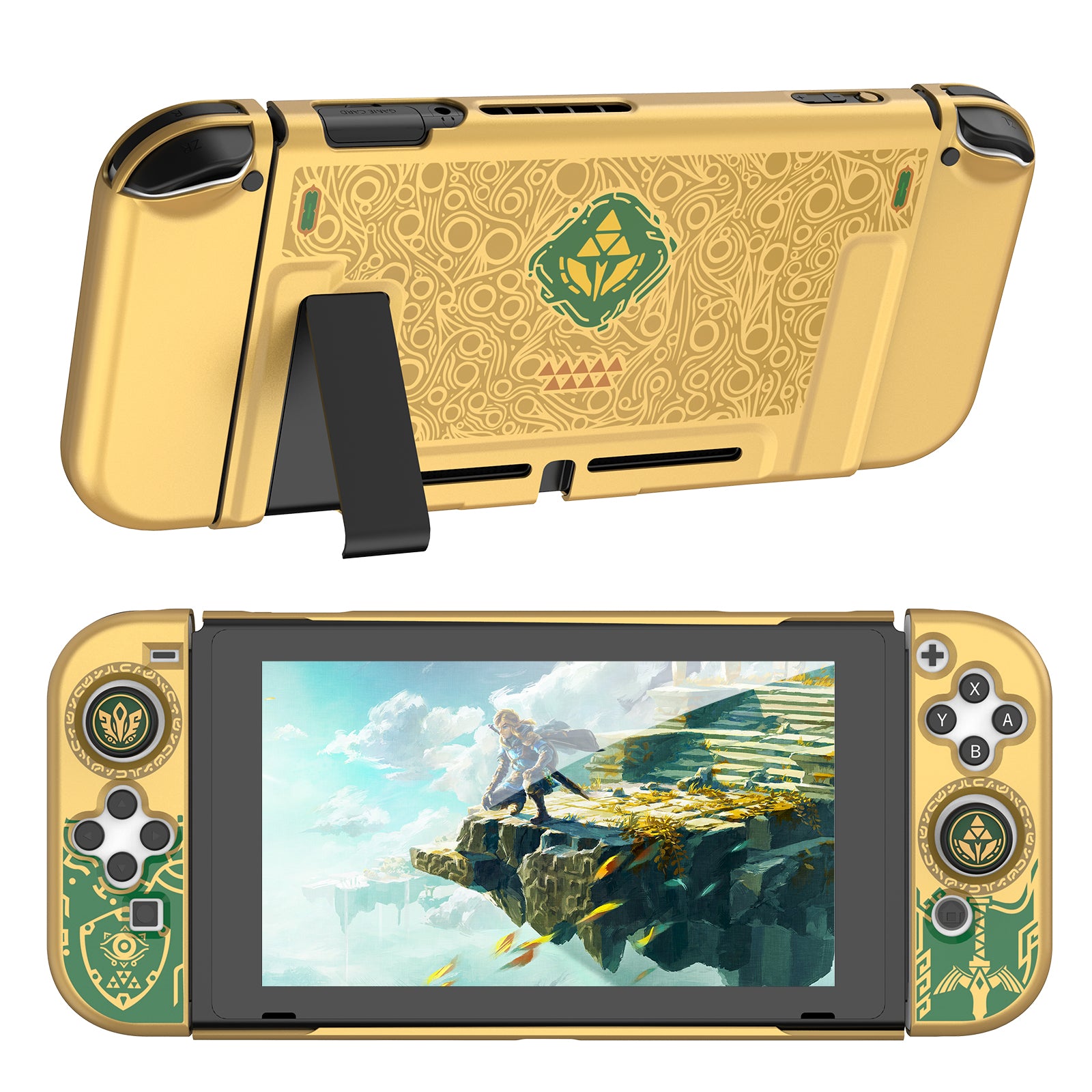 IINE Golden-Green Protective Case Cover Compatible Nintendo Switch V2 Console Switch 2017