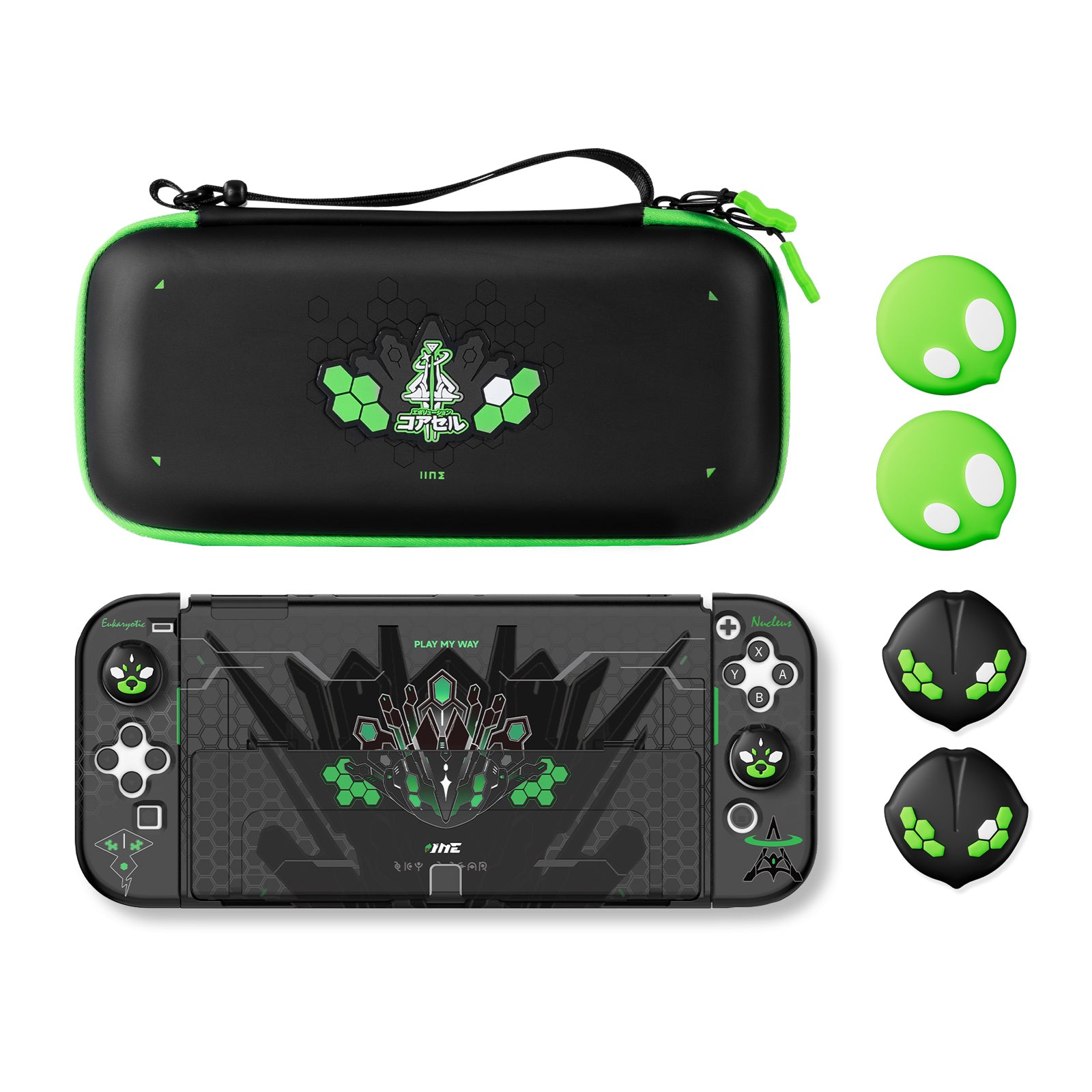 IINE Jormungandr Series for NS OLED/NS / Storage Bag & PC Protection Case & Thumb Grips