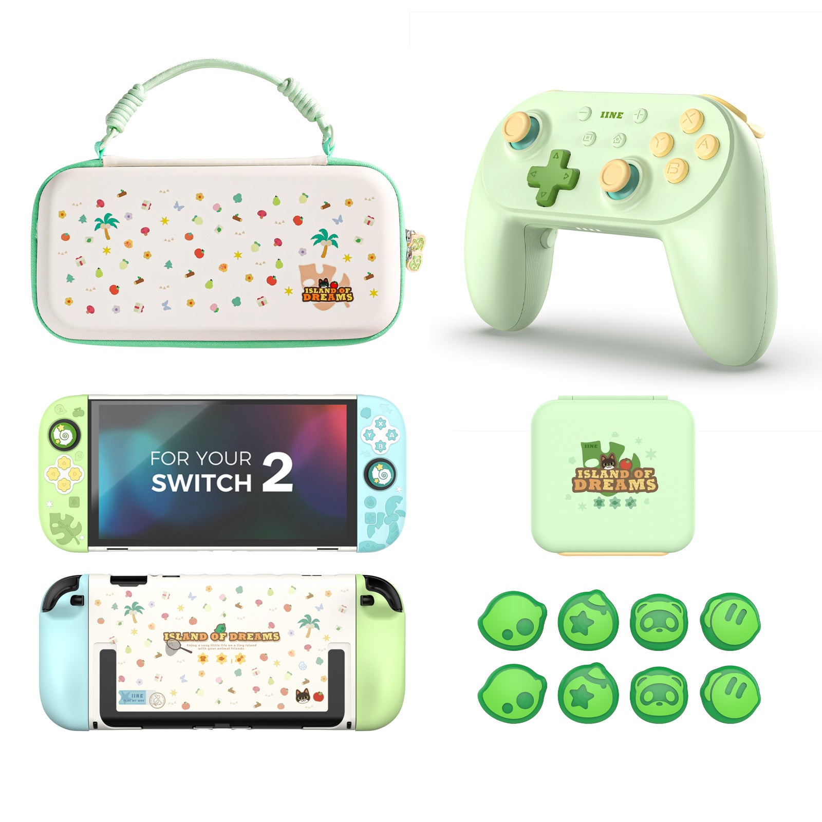 Island Dream Themed Accessories Series for Switch2/Switch1 – Cozy Protective Case, Carrying Case, Controller