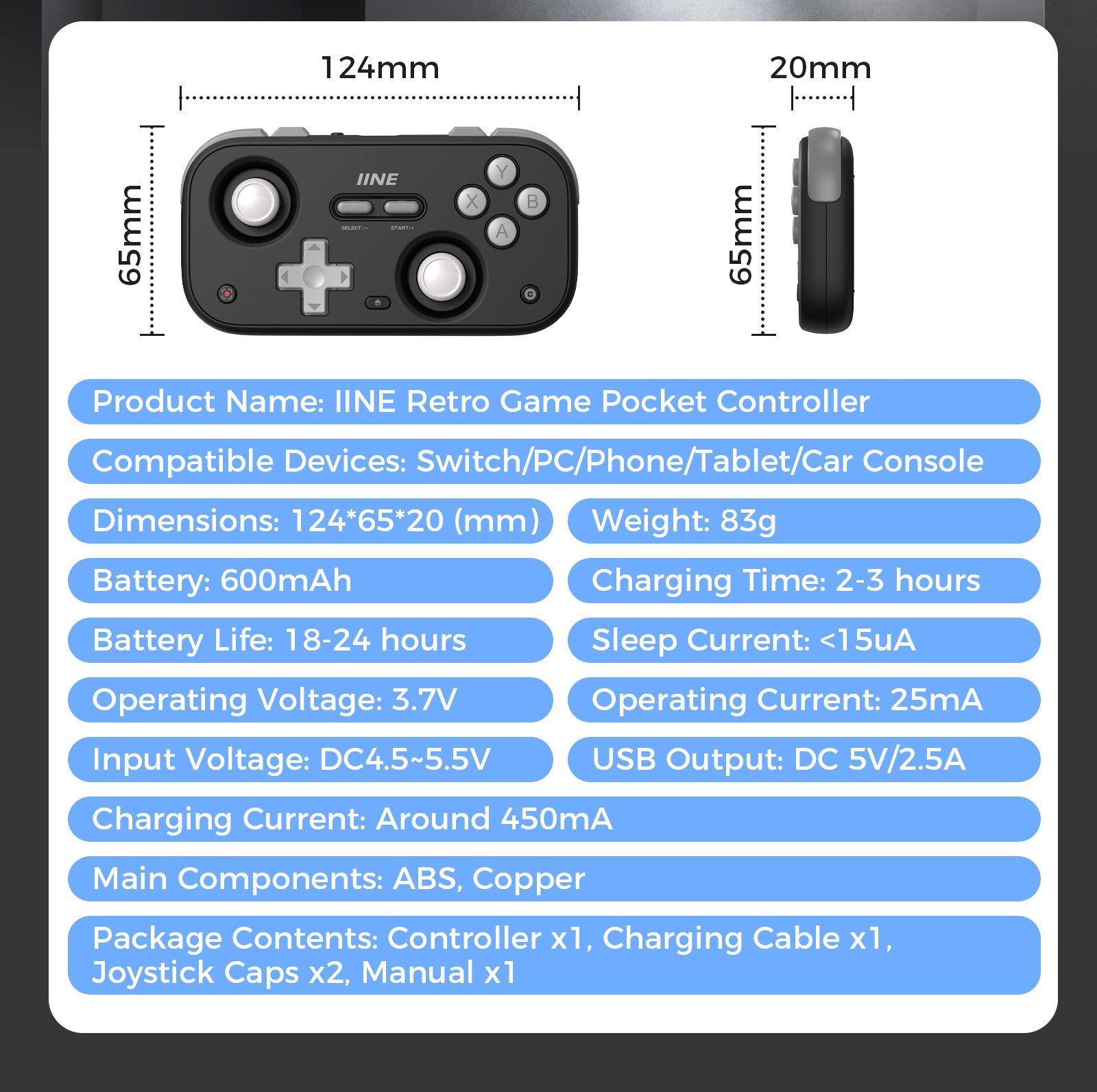 IINE PC Version Retro Pocket Game Controller