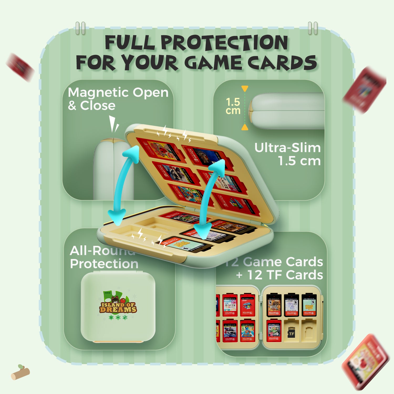 Island Dream Themed Accessories Series for Switch2/Switch1 – Cozy Protective Case, Carrying Case, Controller