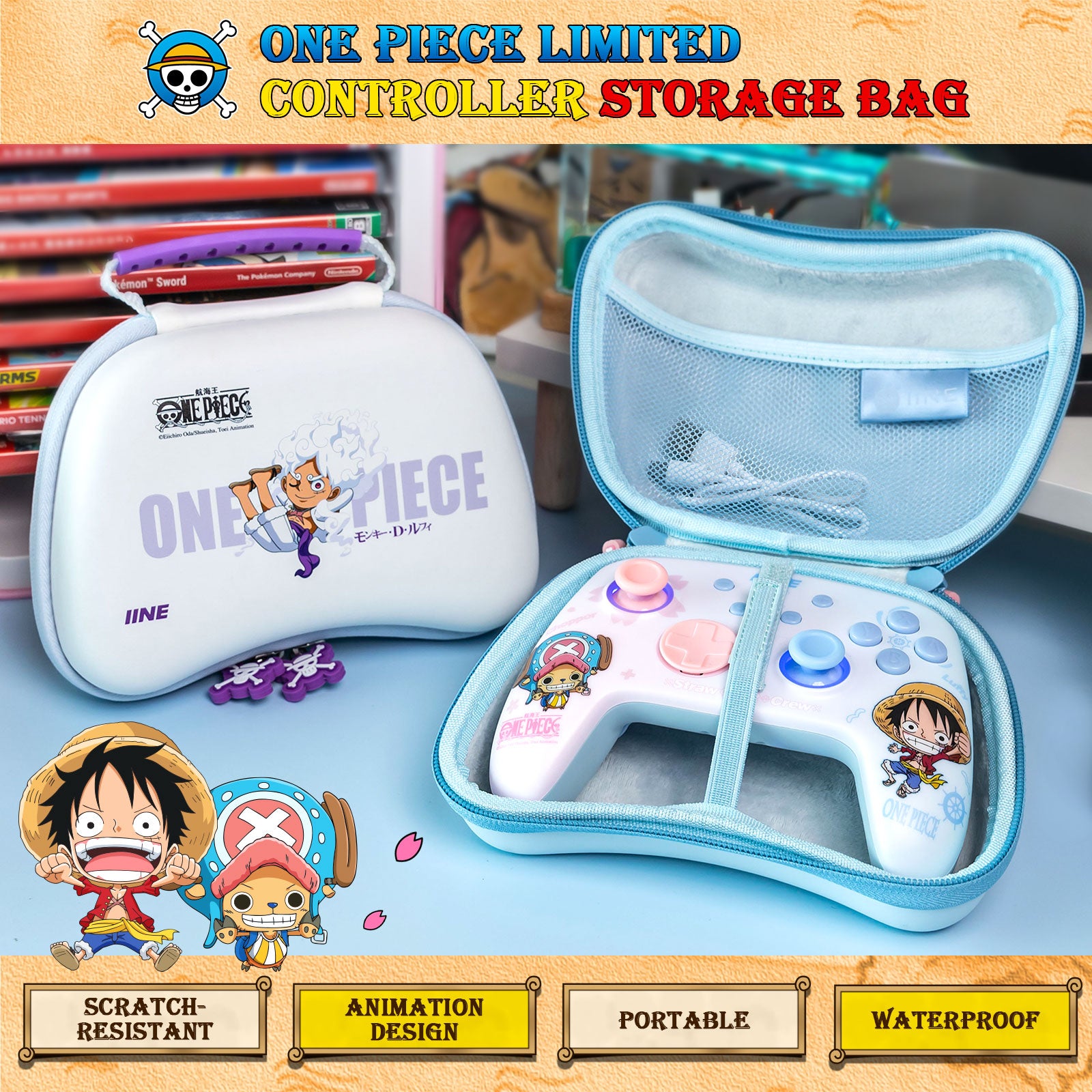IINE Cartoon Controller Storage Bag Compatible Pro Controller