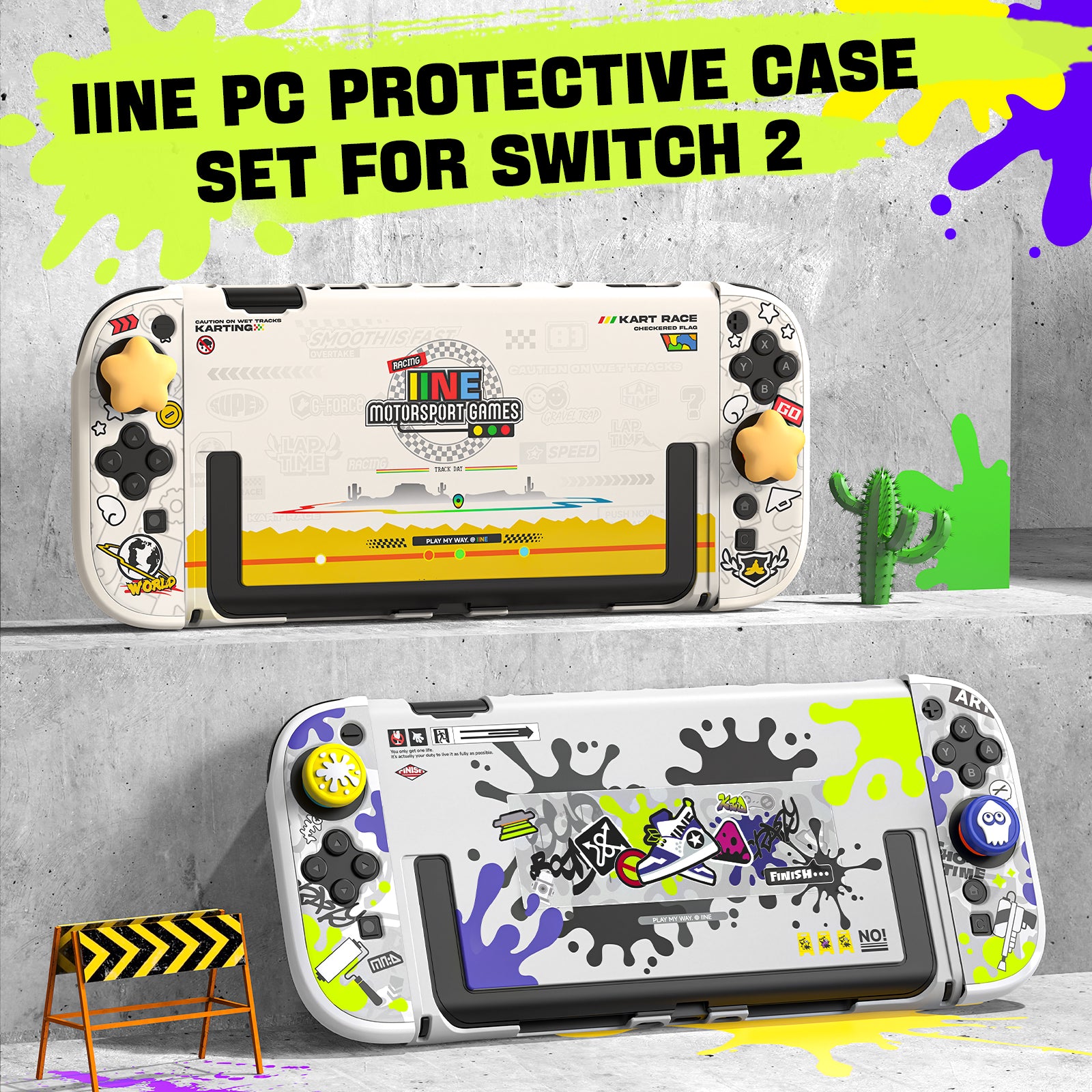 IINE Mario & Splatoon Game Theme PC Protective Case Set for Switch 2