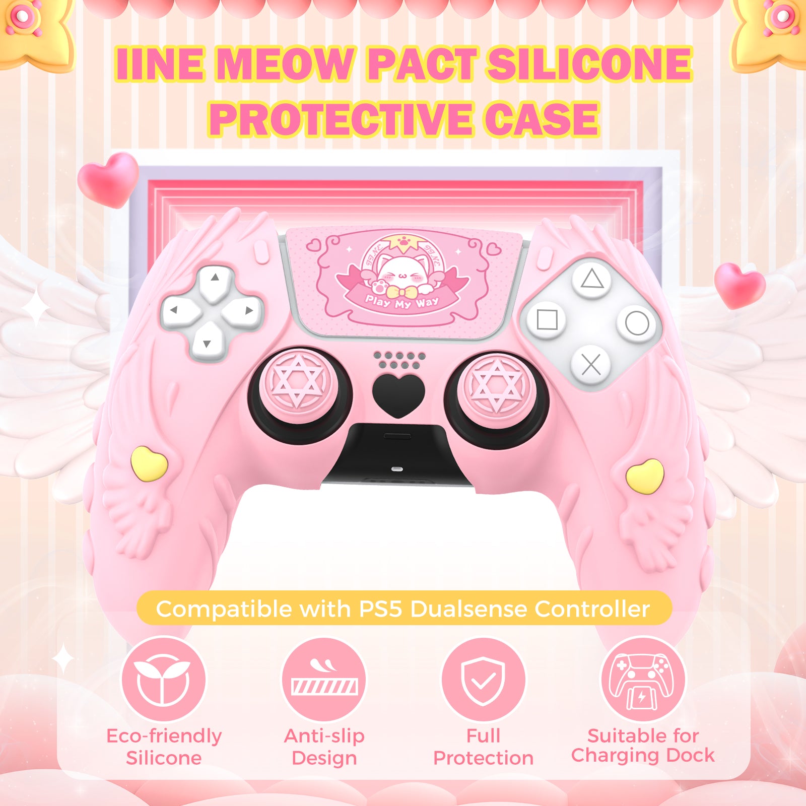IINE Meow Pact Silicone Protective Case for PS5 Controller