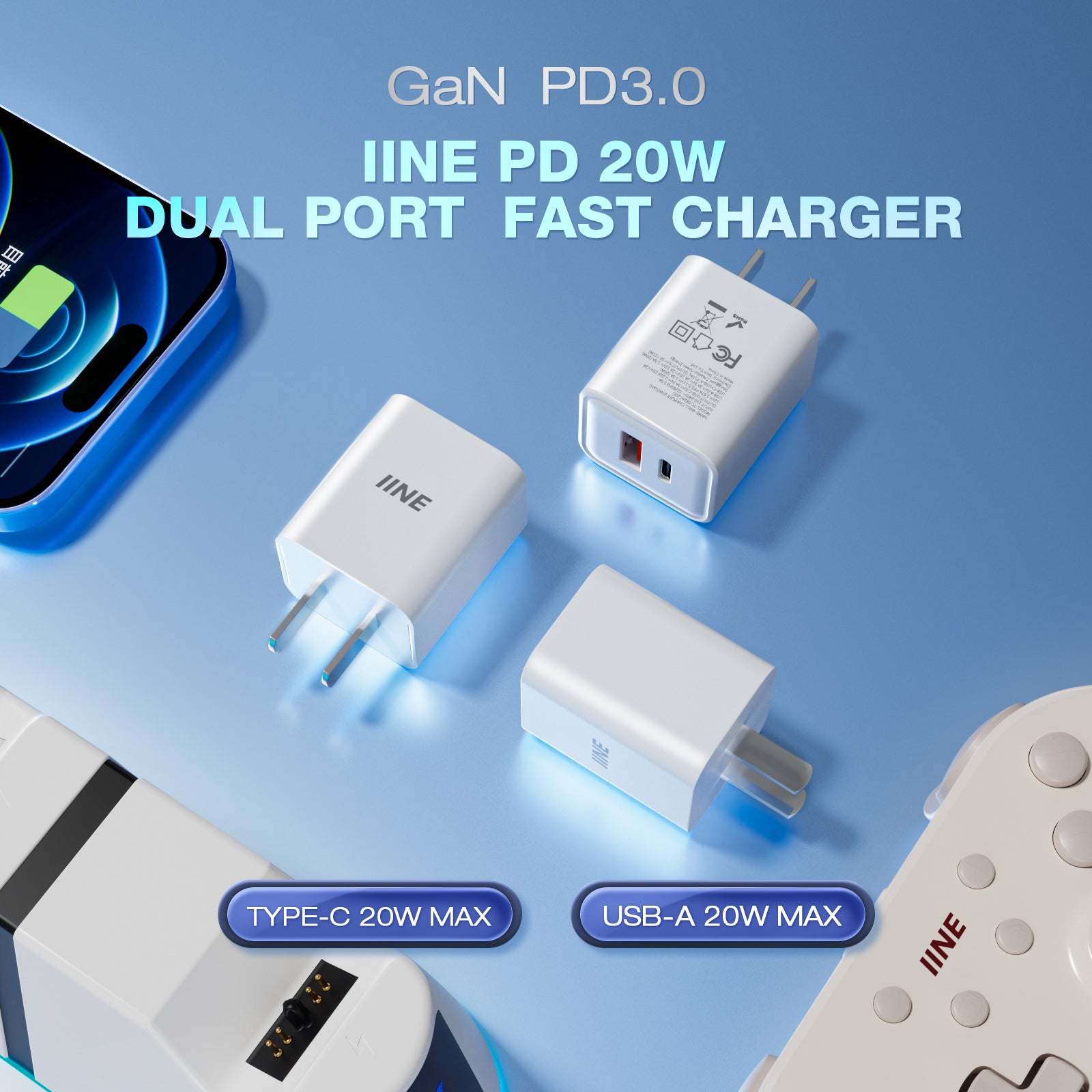 IINE PD 20W Dual Port  Fast charger