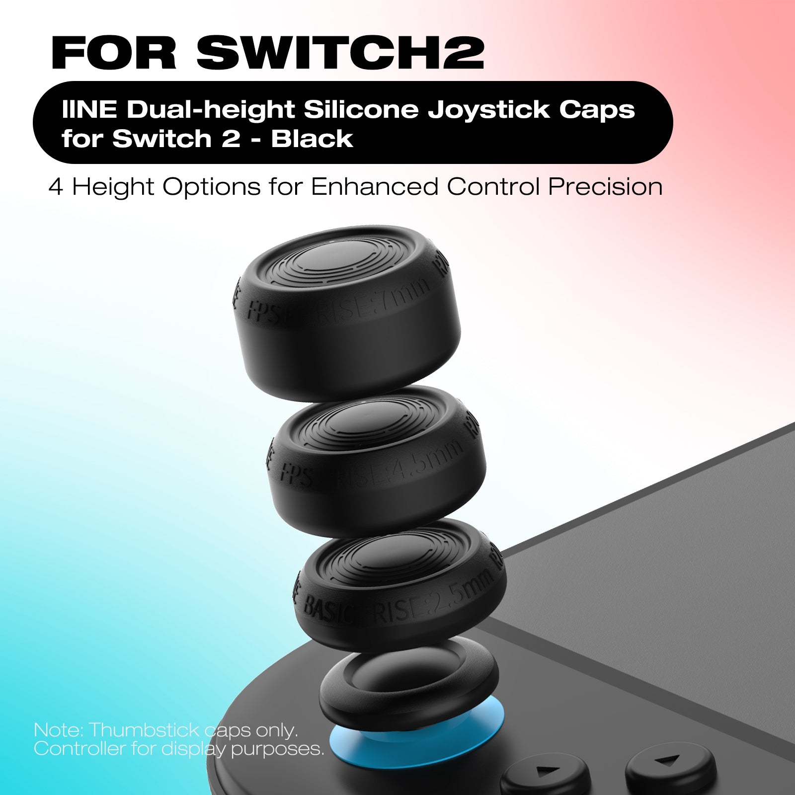IINE 8pcs 4 Height Options Silicone Joystick Caps for Switch 2