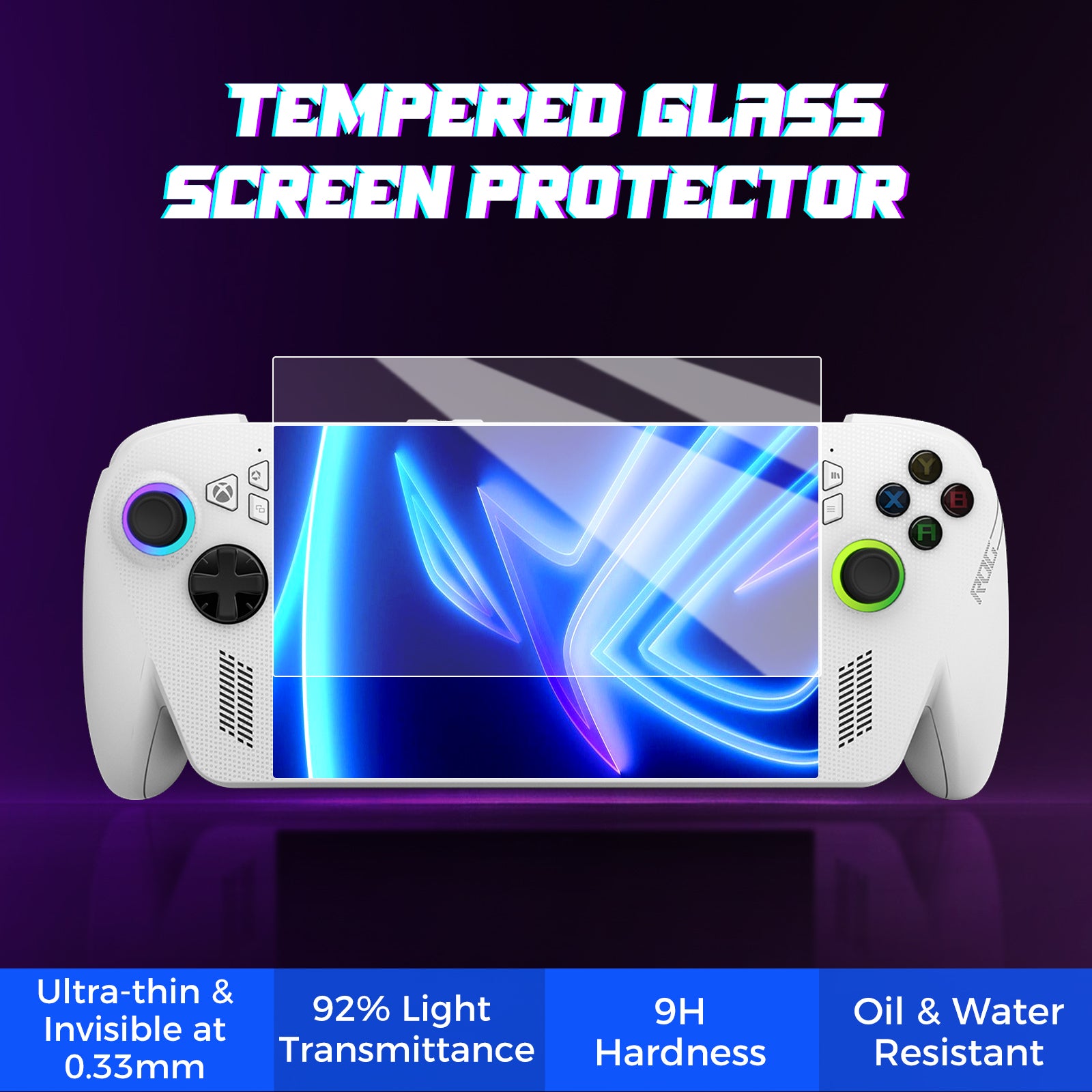 IINE Accessories for ROG Xbox Ally X /Carrying Storage Bag /HD&Anti-Blue Light Tempered Glass Screen Protector /Thumbstick Grip