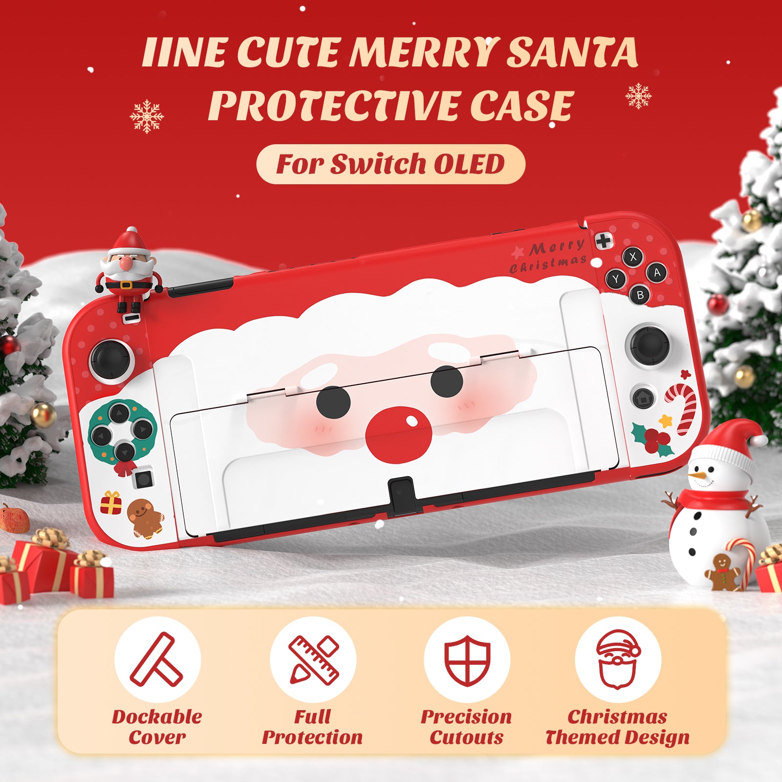 IINE Merry Santa Protective Case for Switch OLED