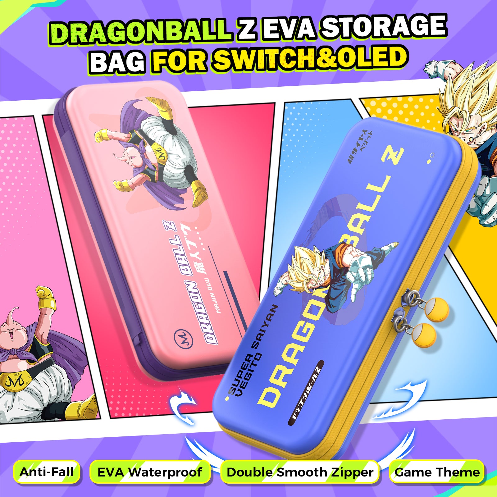 IINE Gragon Ball Vegito & Majin EVA Storage Bag Console Carry Case Compatible Nintendo Switch/OLED