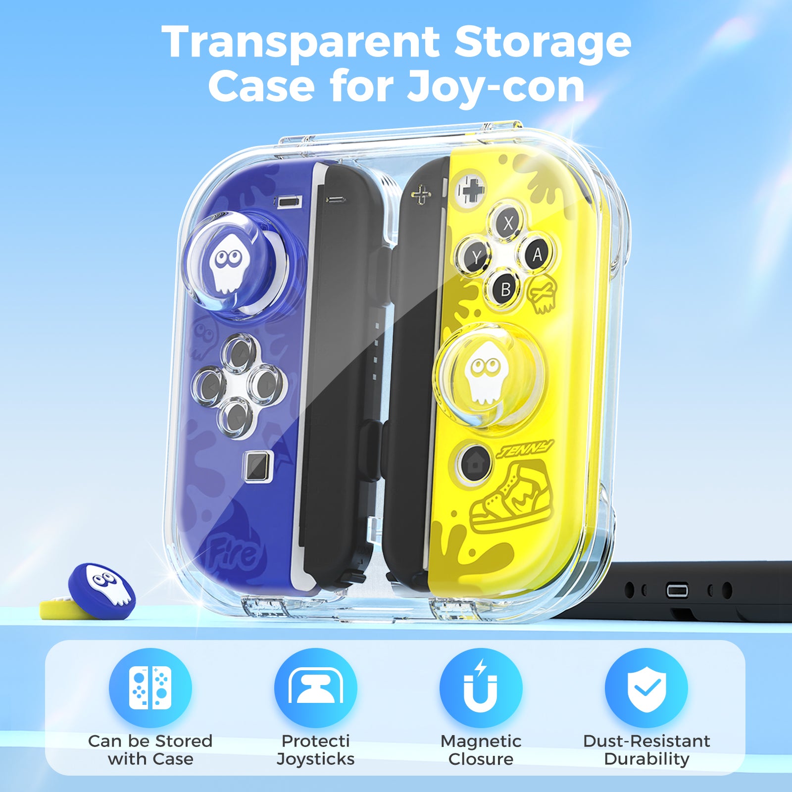 IINE Transparent Storage Case for Joy-con / Pressure-Resistant Joystick Design