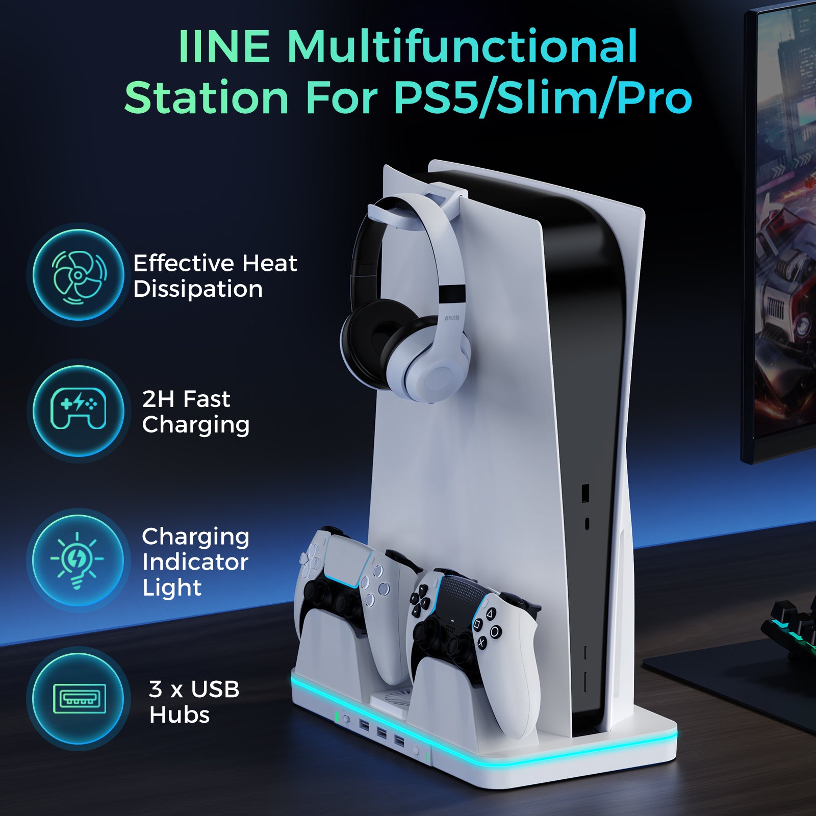 IINE Multifunctional Station For PS5/Slim/Pro