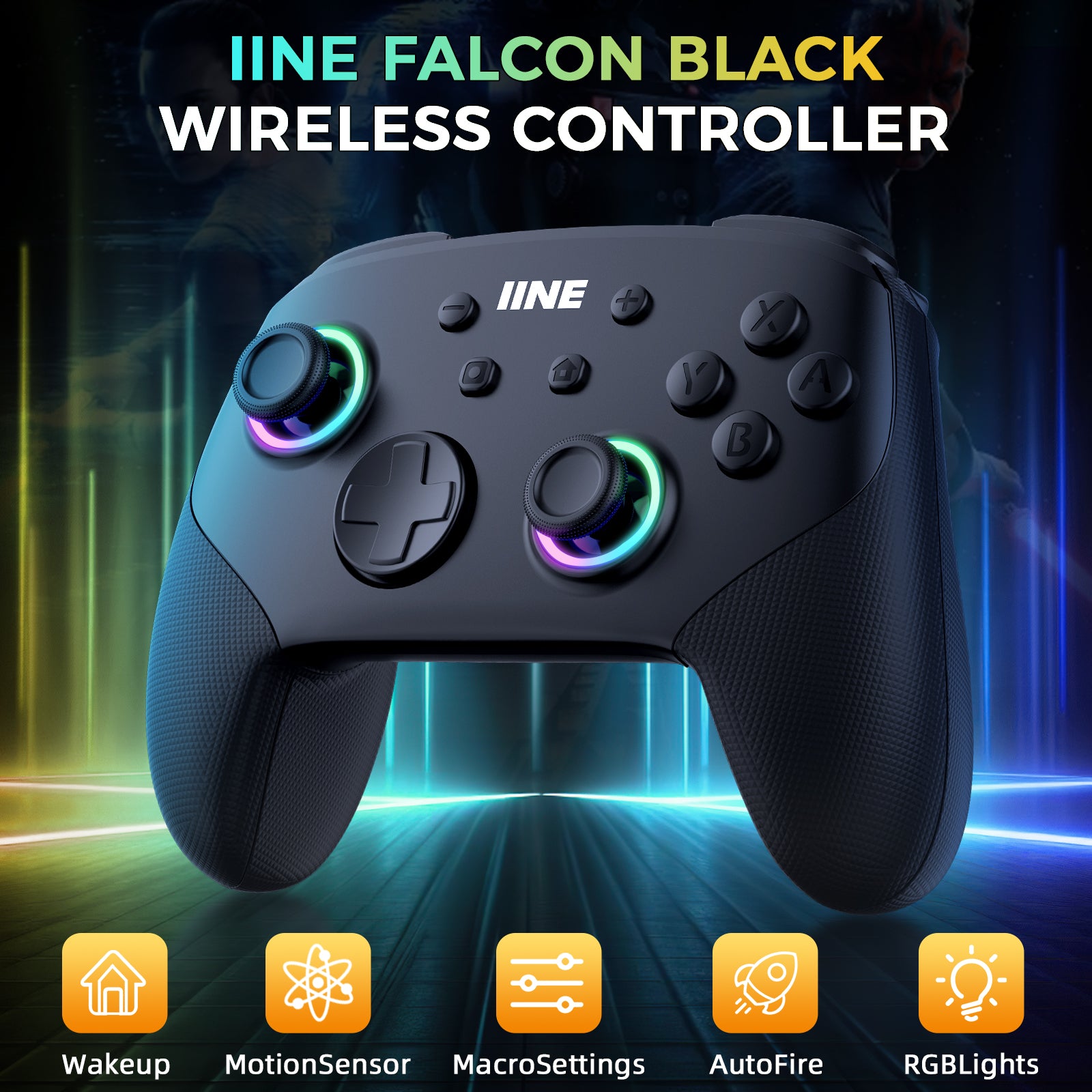 IINE Falcon Black Wireless Controller Compatible With Nintendo Switch/OLED/Lite