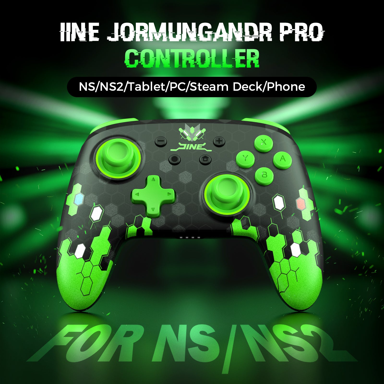 IINE Jormungandr Series for NS2 :Pro Controller / Protective Case/ Thumb Grips(Set of 8)/ Magnetic Game Card Case for / Silicone case for NS2 Pro Controller/Tempered Glass