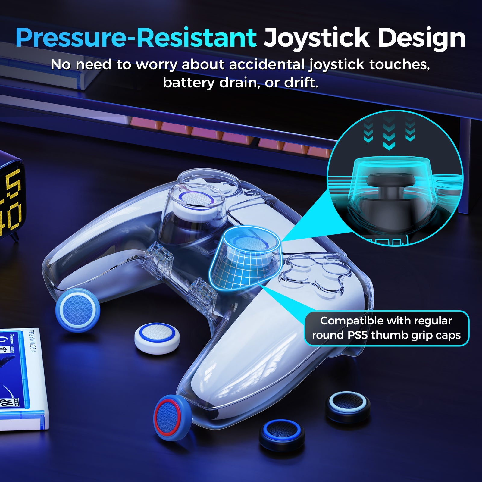 IINE Transparent PC Magnetic Storage Case for PS5 controller
