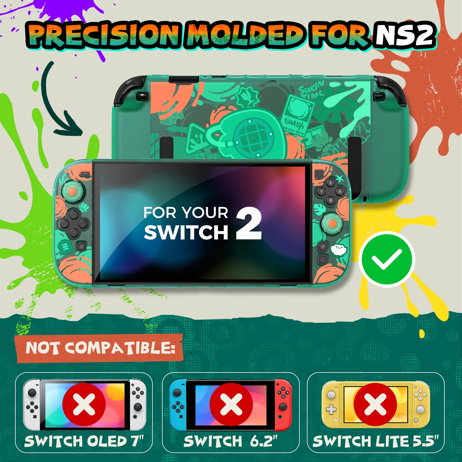 IINE Color Strike Protective Case for Switch 2 Atomic Green