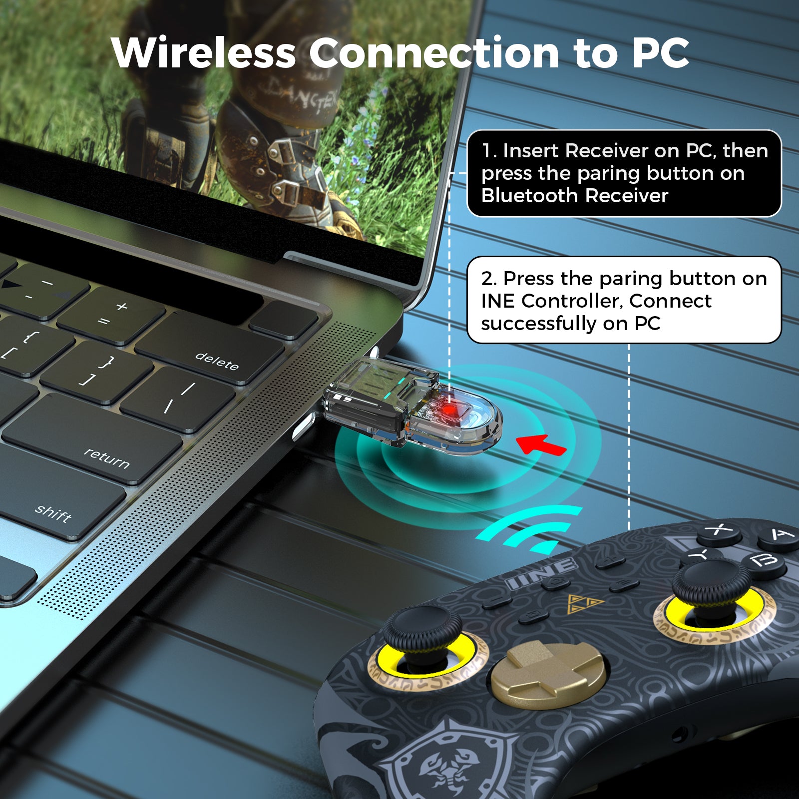 IINE Controller Bluetooth Receiver Wireless Bluetooth Dongle