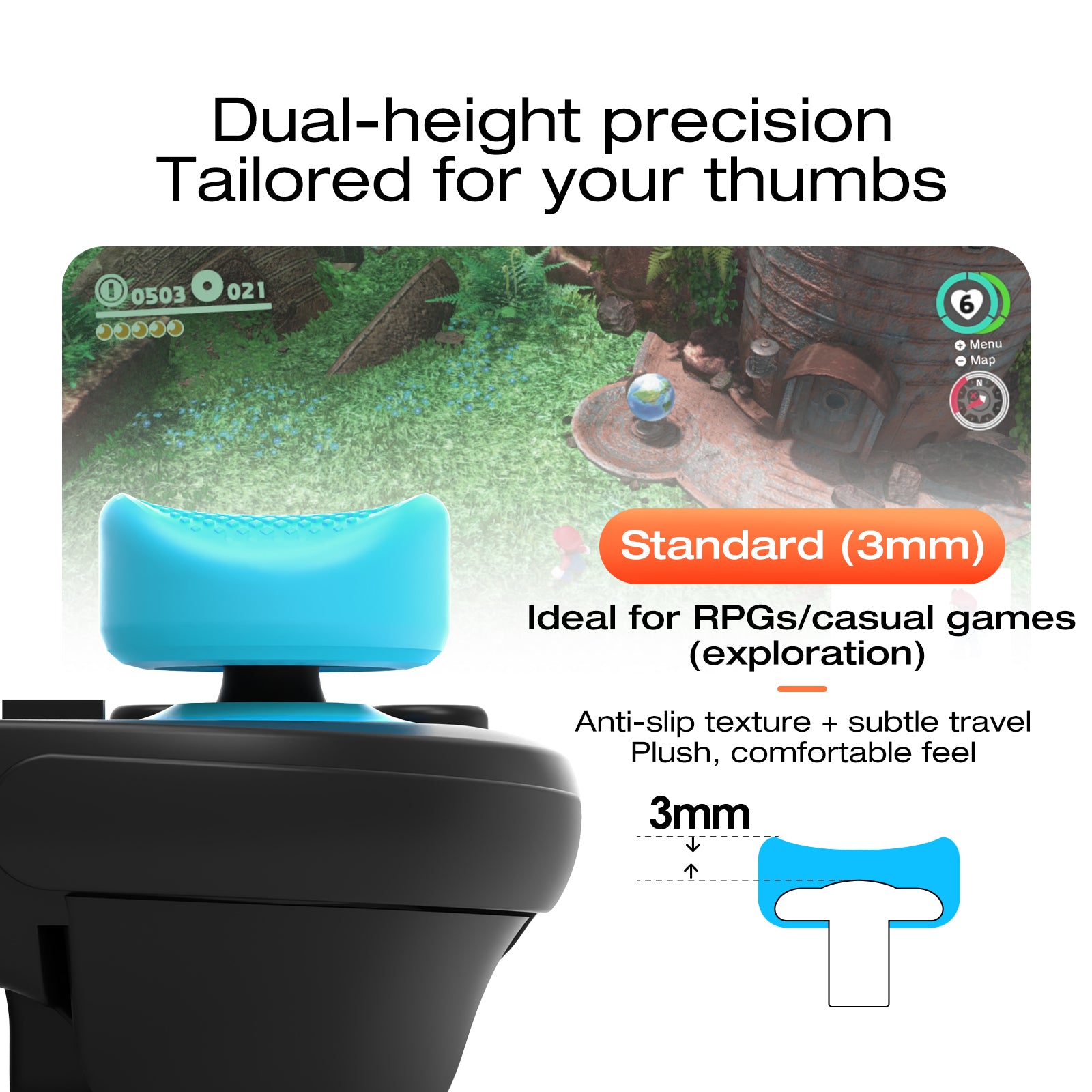 IINE 4pcs Dual-Height Ergonomics Silicone Joystick Caps for Switch 2