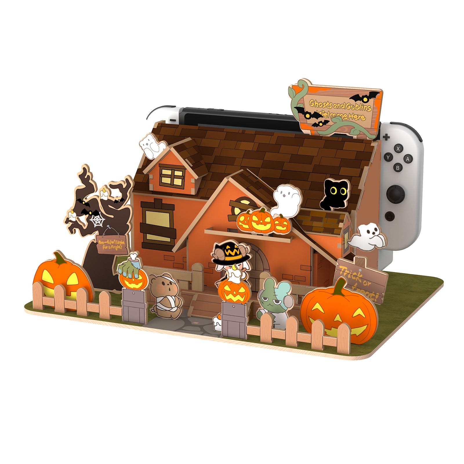 IINE Pumpkin Ghost Faceplate Cover for Switch/OLED Dock