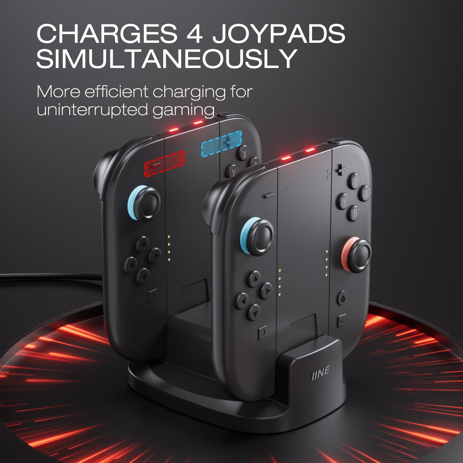 IINE 4-in-1 Charging Stand with Detachable 2pcs Charging Grip for Switch 2
