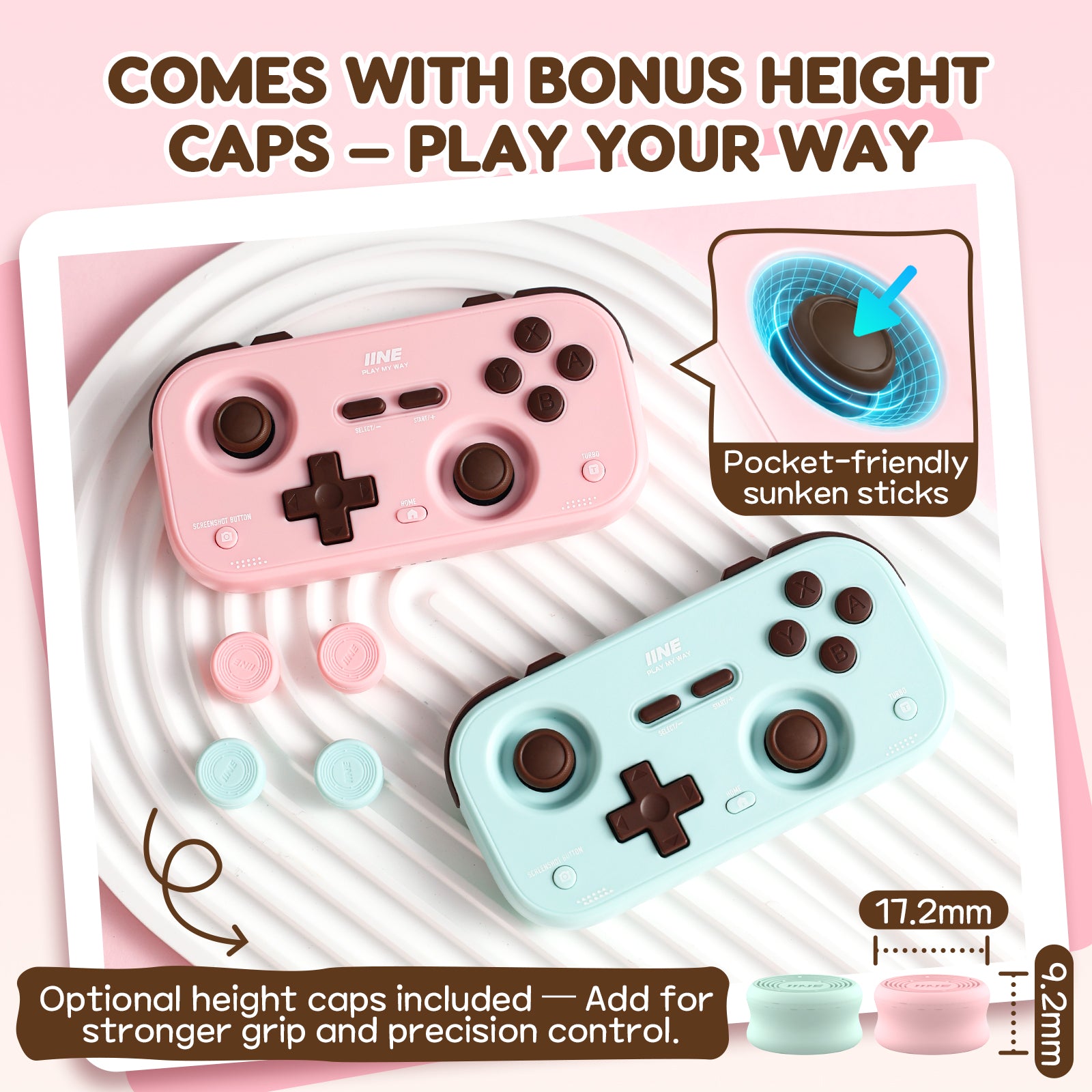 IINE Retro Pocket Controller for Switch 2/ Switch /Hall Effect Joystick Bluetooth Wireless Gamepad Turbo Vibration Portable Controller for PC Phone Steam Deck