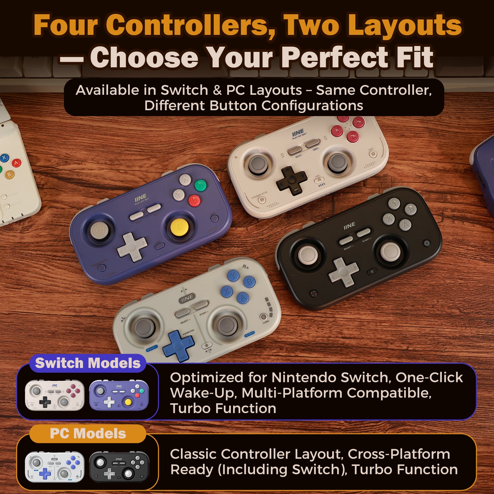 IINE Retro Pocket Chronos Game Controller – Nintendo Layout / Xbox Layout