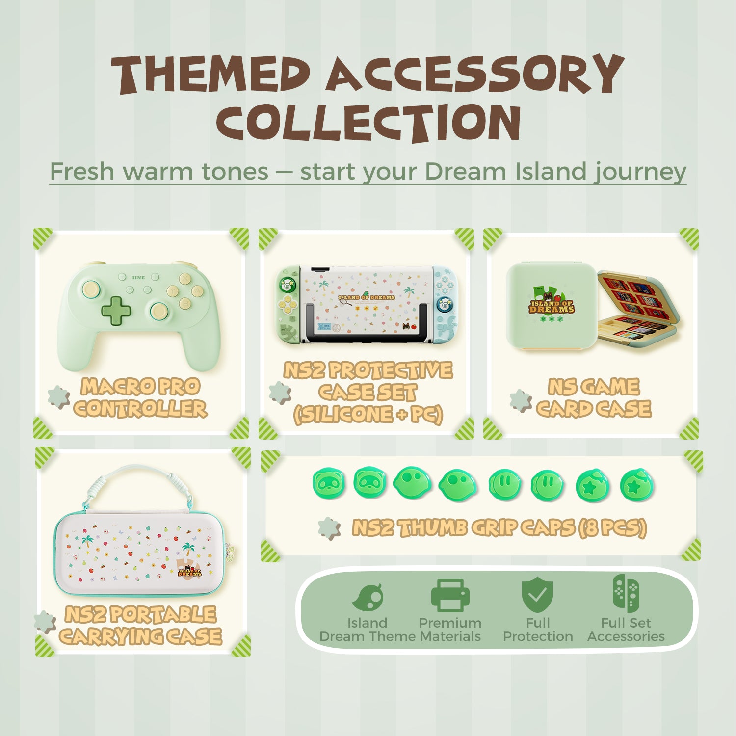 Island Dream Themed Accessories Series for Switch2/Switch1 – Cozy Protective Case, Carrying Case, Controller