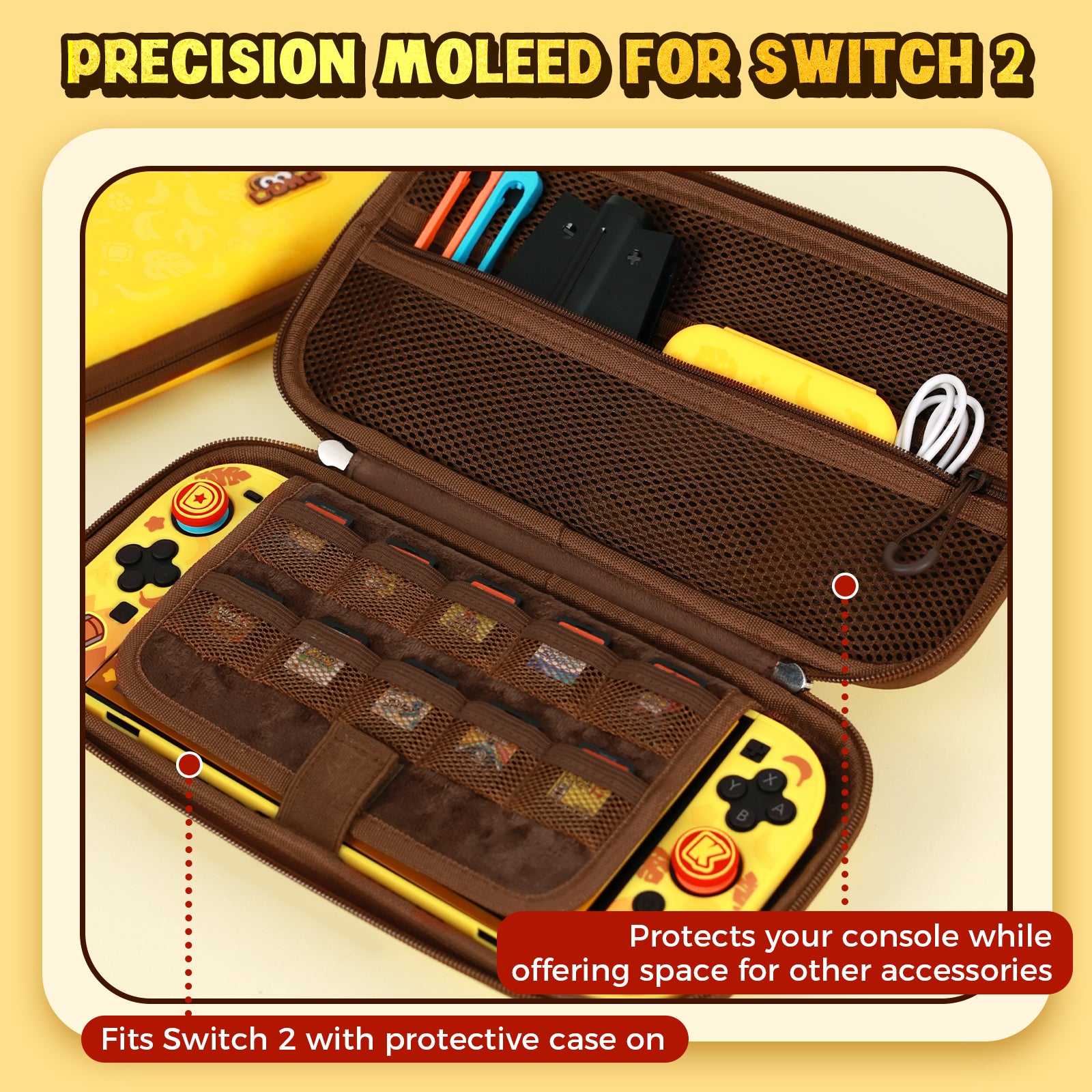 IINE Banana Hero Protective Case & Tempered Glass Film & Storage Bag & Game Card Case for Switch 2