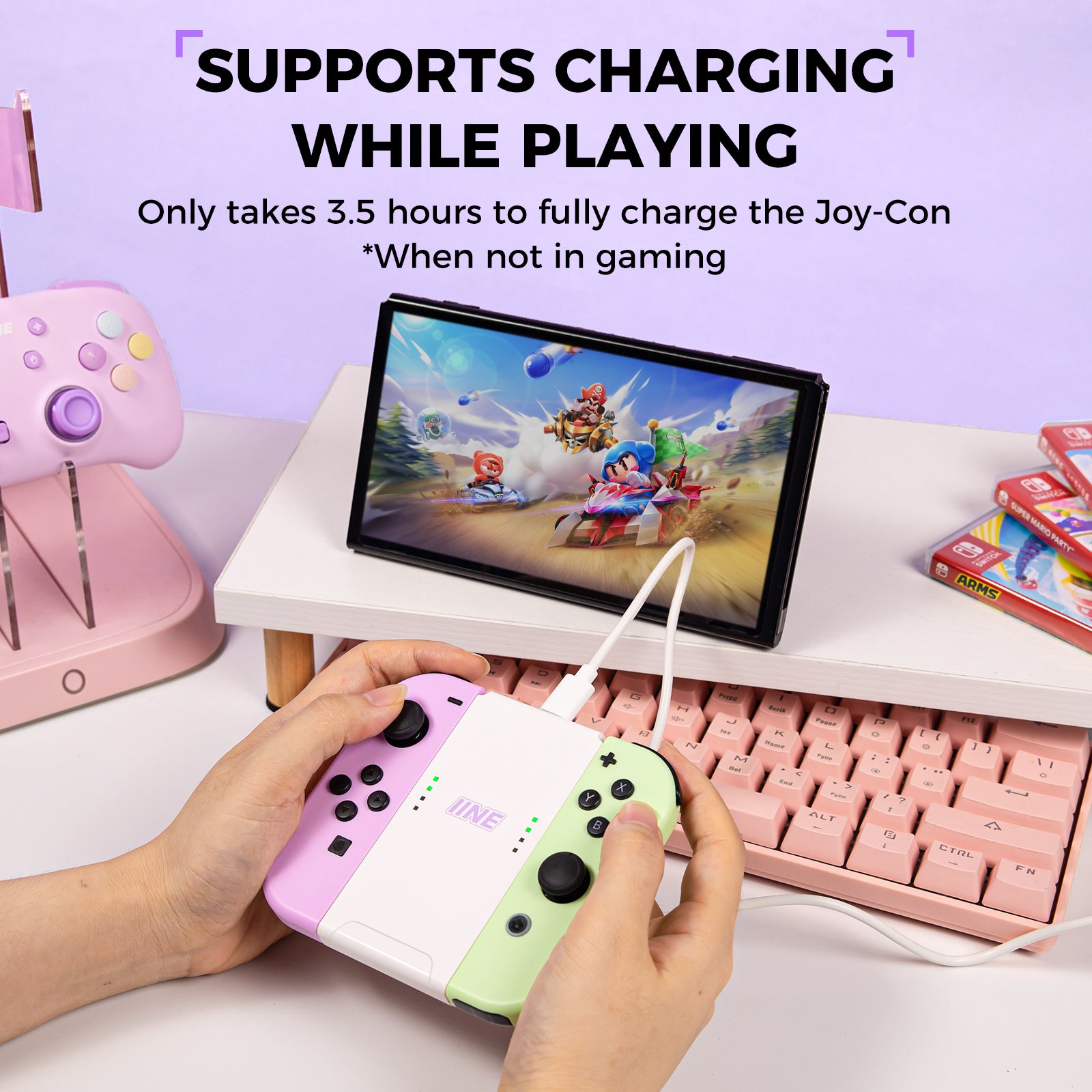 IINE Charging Grip for Joy-Con / Classic white