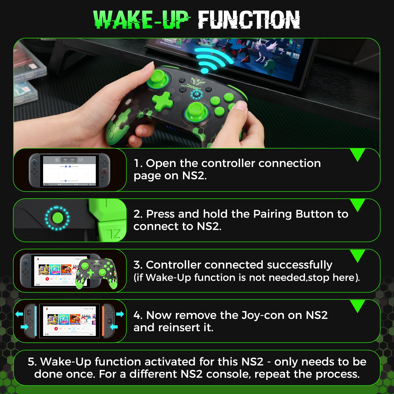 IINE Jormungandr Series for NS2 :Pro Controller / Protective Case/ Thumb Grips(Set of 8)/ Magnetic Game Card Case for / Silicone case for NS2 Pro Controller/Tempered Glass