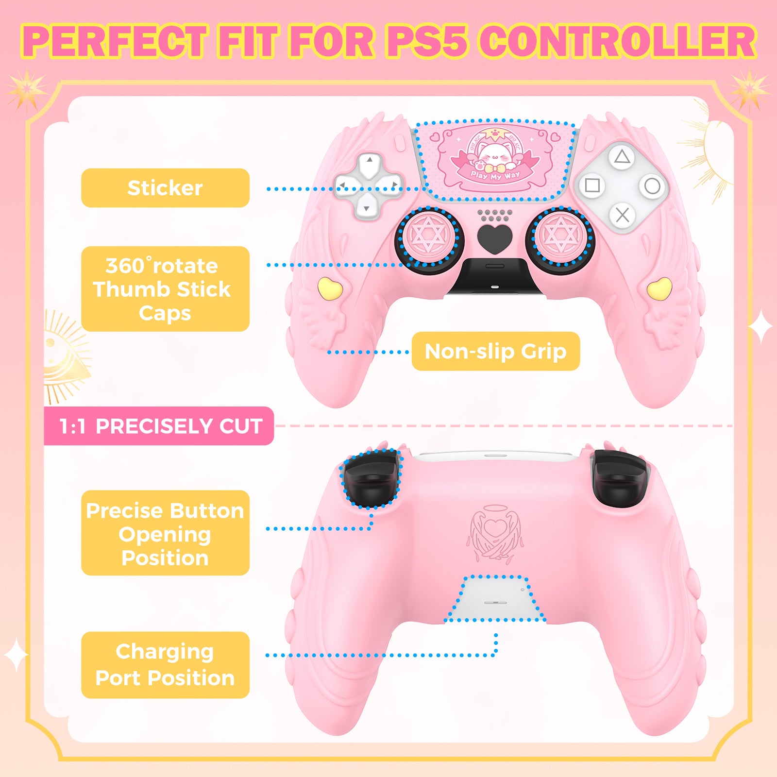 IINE Meow Pact Silicone Protective Case for PS5 Controller