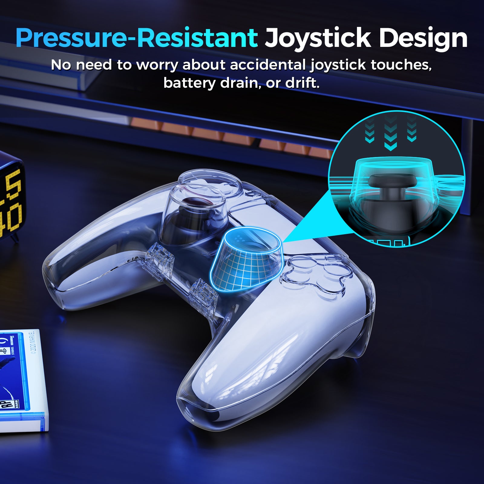 IINE Transparent PC Magnetic Storage Case for PS5 controller