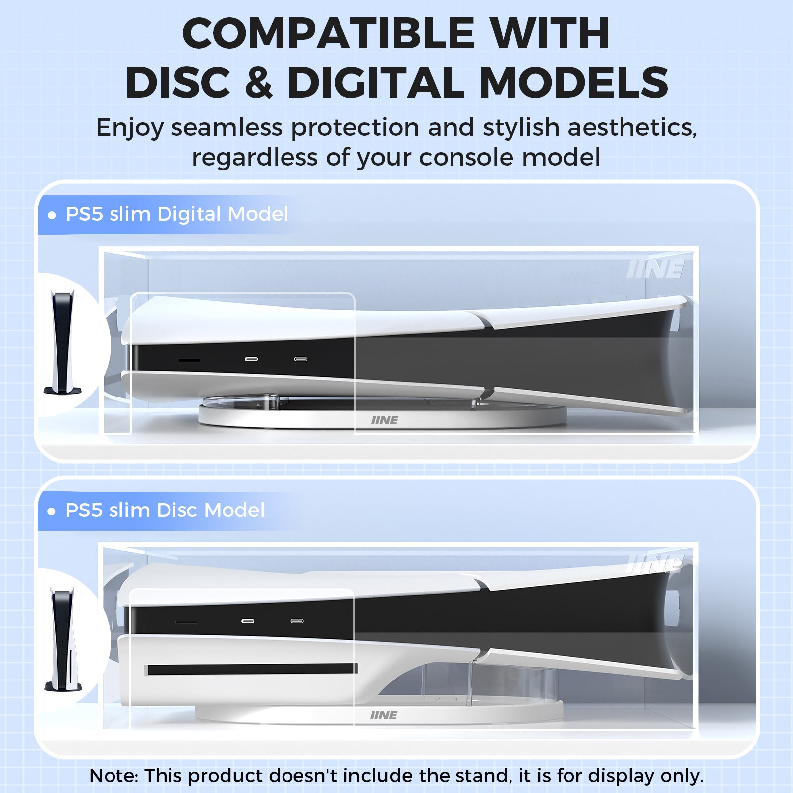 IINE Acrylic Dust Cover for PS5 Slim /  PC Material Dustproof Compatible with disc & digital Models