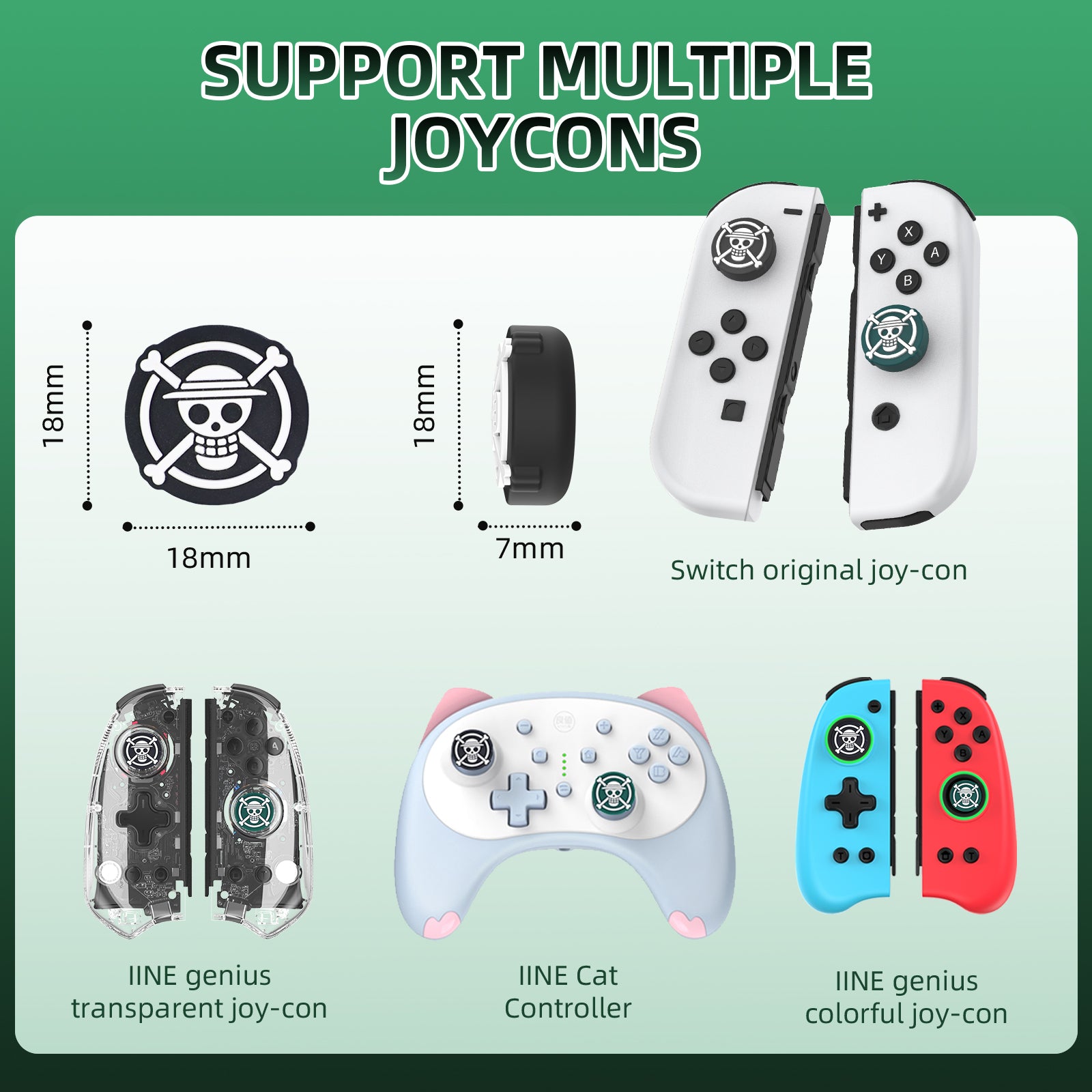 IINE Cartoon Silicone Thumb Grip Caps for Nintendo Switch