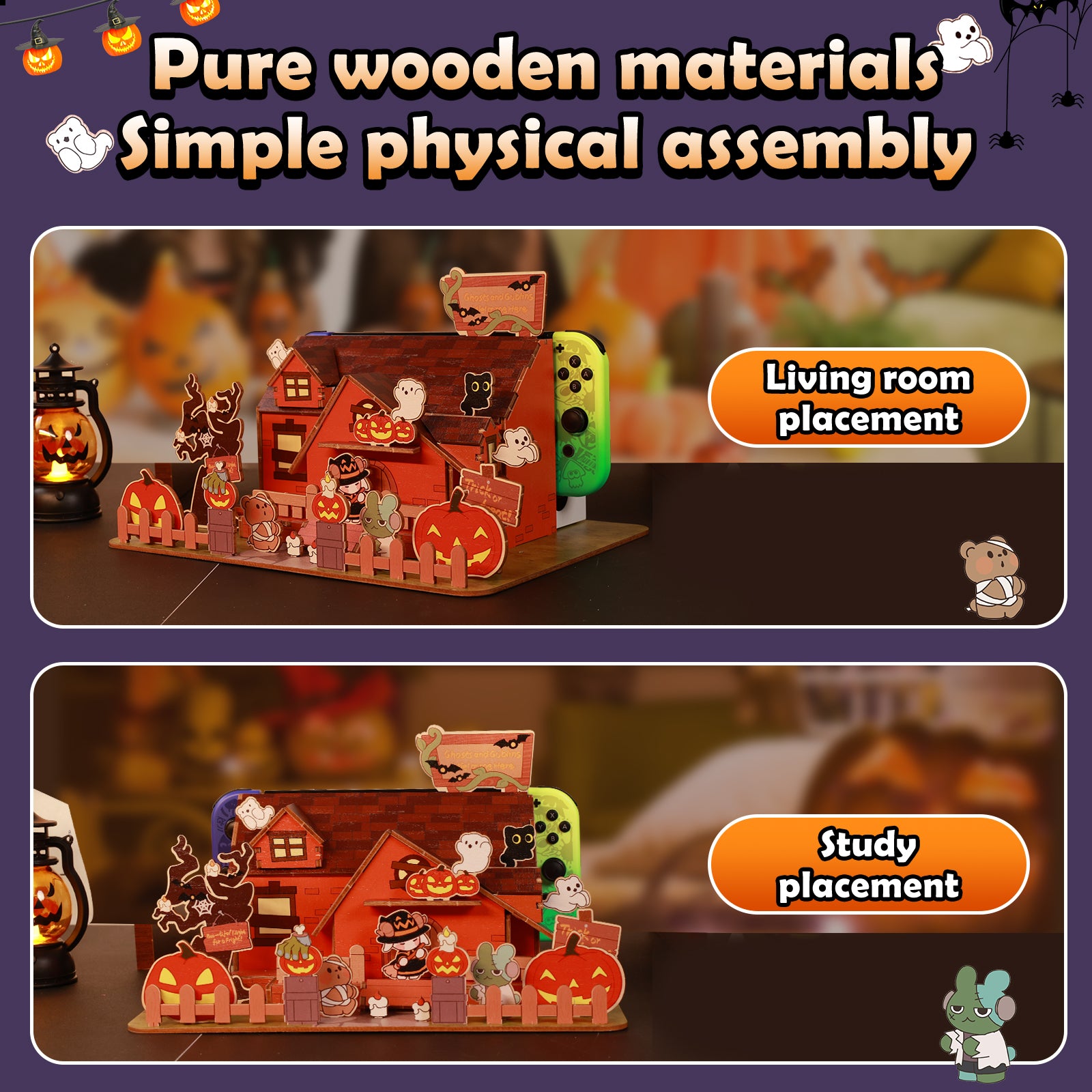 IINE Pumpkin Ghost Faceplate Cover for Switch/OLED Dock