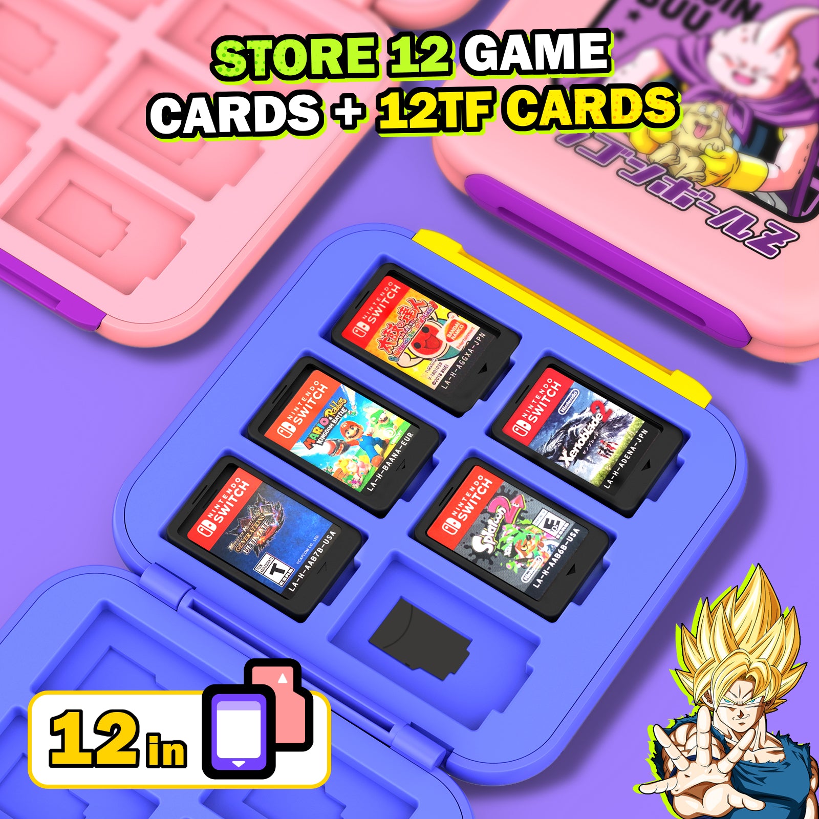 IINE Dragon Ball Cassette Box 12 Card Case Compatible Nintendo Switch Game Cards