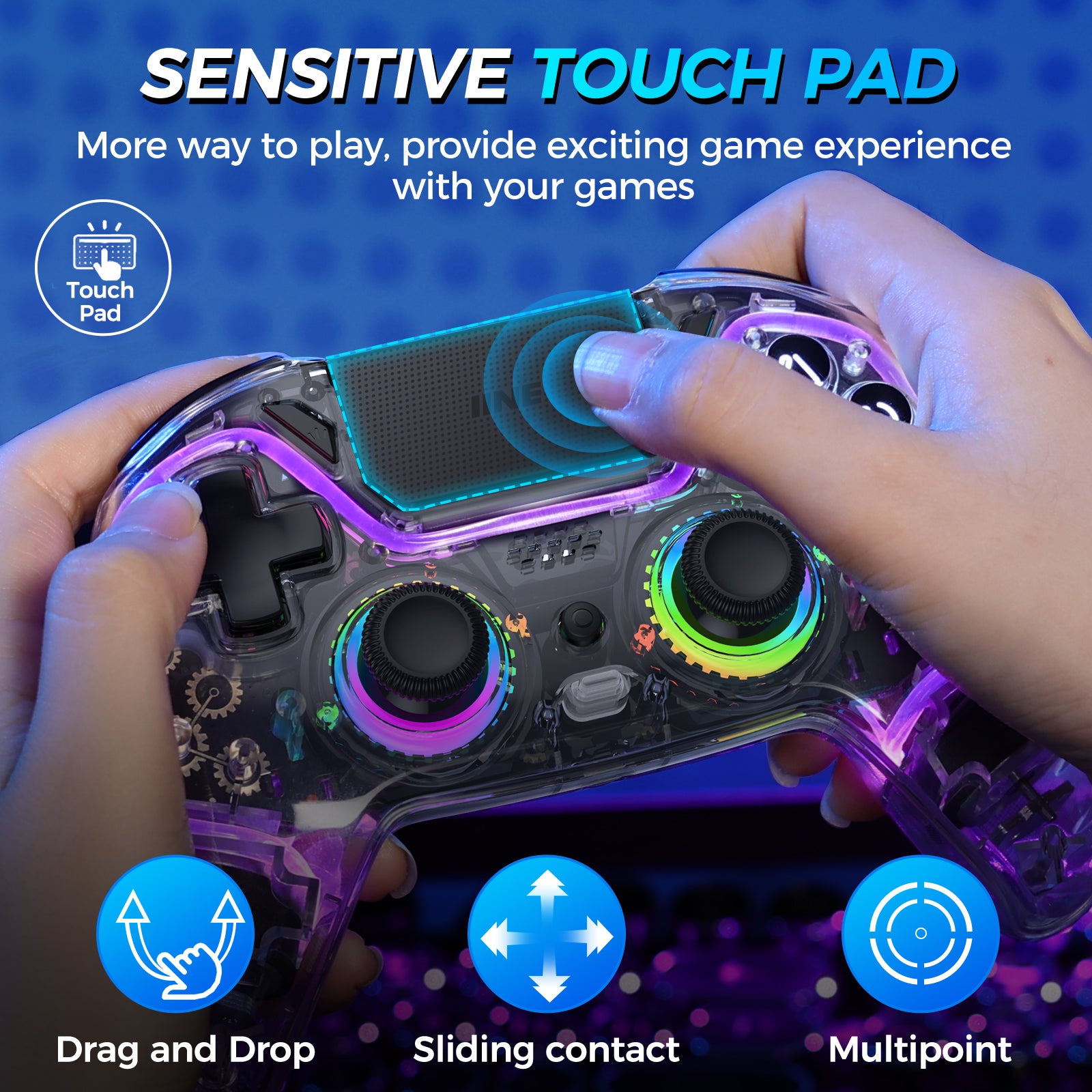 IINE Bastet Wireless Transparent Controller for PS4/Switch/PC/Android/iOs