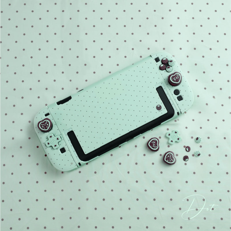 IINE Switch 2 retro Polka Dot Protective Case & Button Sticker Set