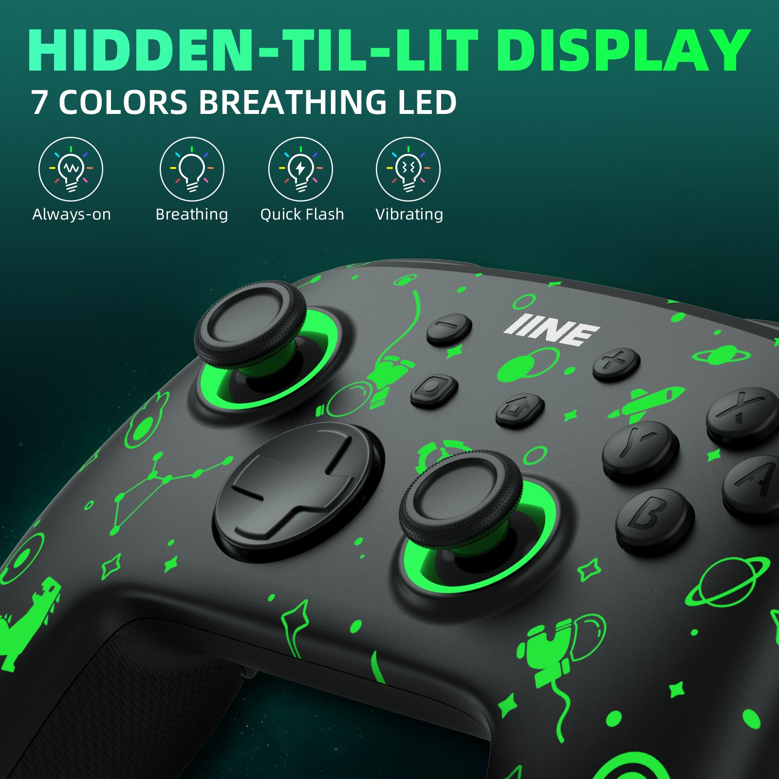 IINE Wireless Controller Wake Up Support NFC Amiibo Compatible Nintendo Switch/Switch OLED/PC Steam