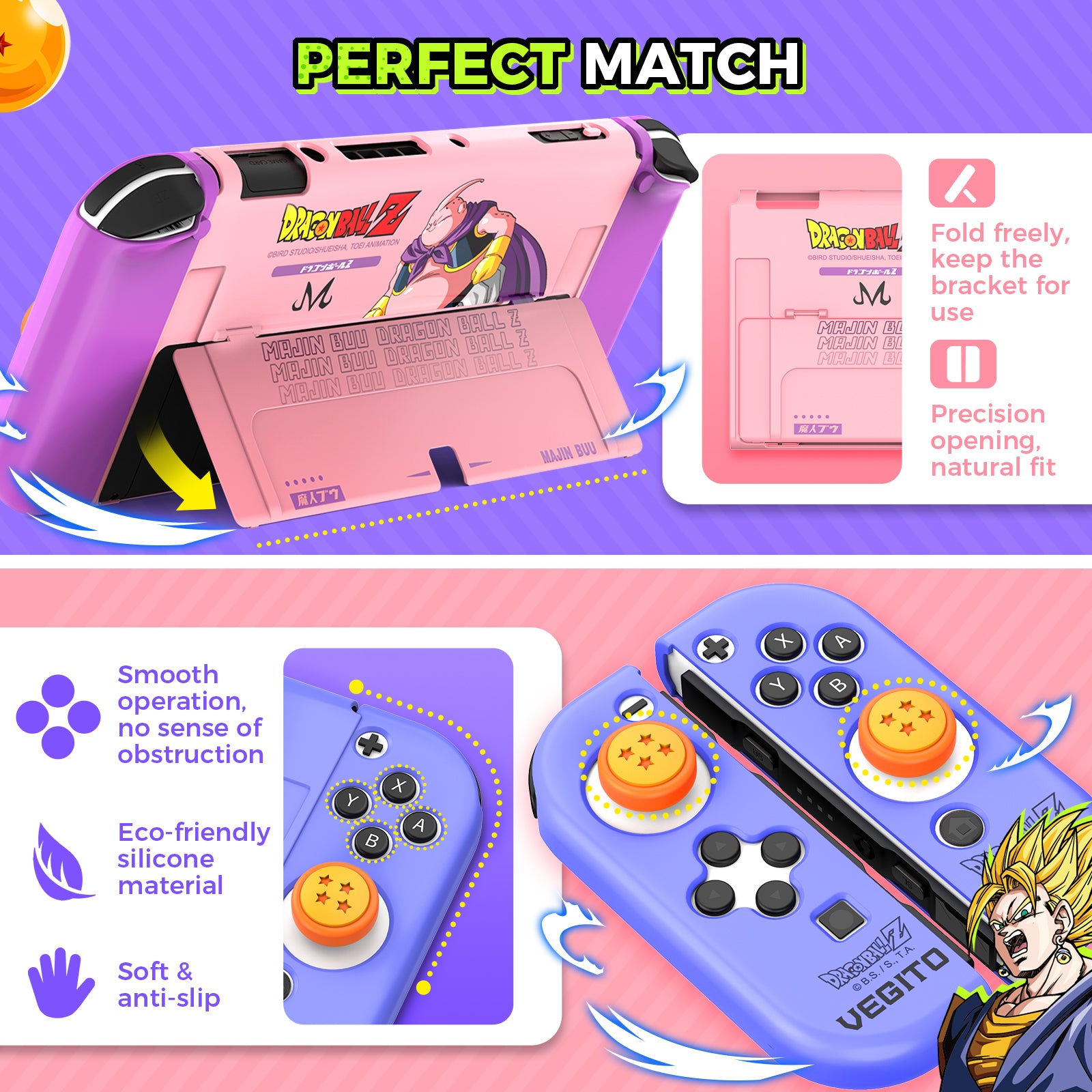 IINE DragonBall Vegito & Majin Protective Case Cover OLED Console for Nintendo Switch OLED