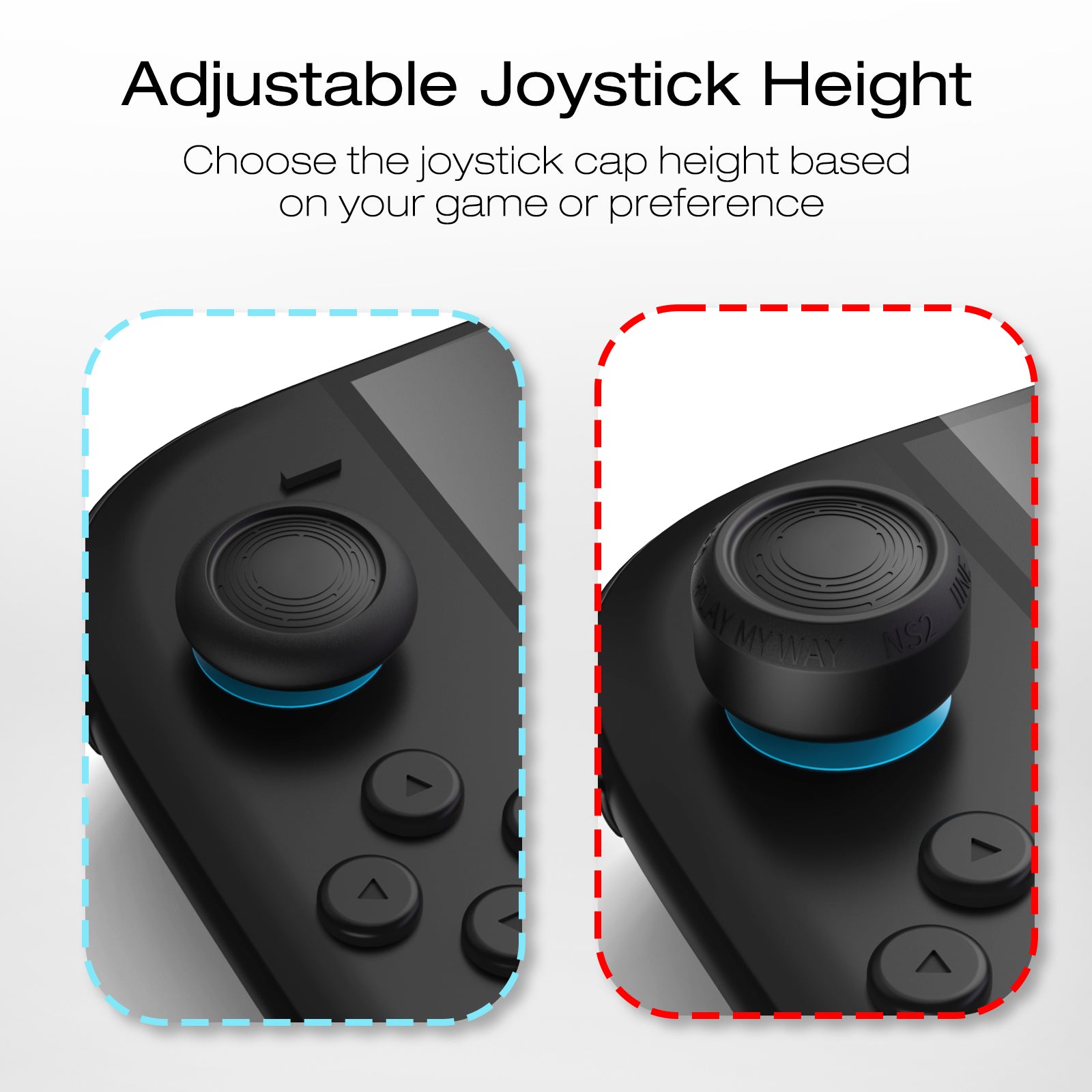 IINE 8pcs 4 Height Options Silicone Joystick Caps for Switch 2