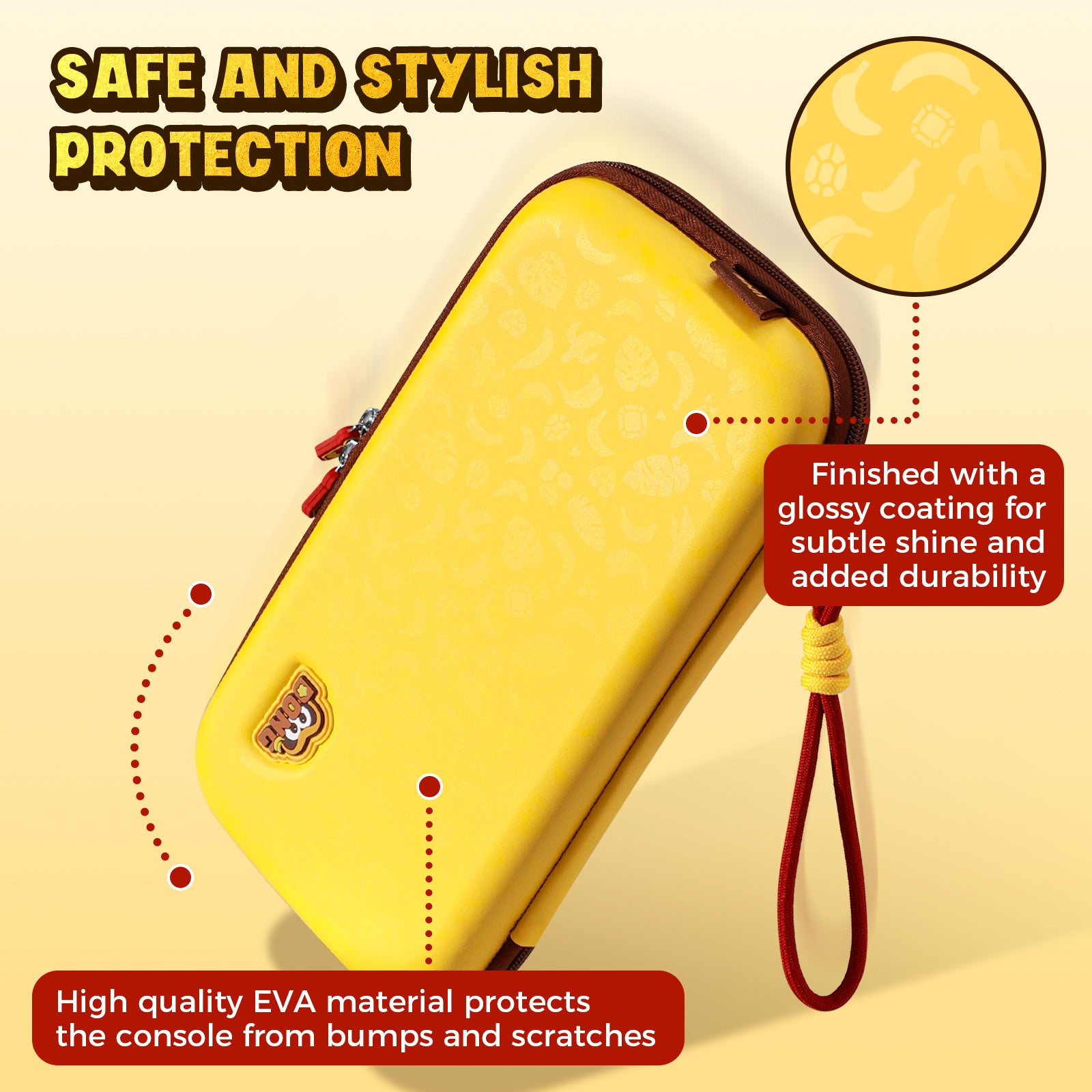 IINE Banana Hero Protective Case & Tempered Glass Film & Storage Bag & Game Card Case for Switch 2