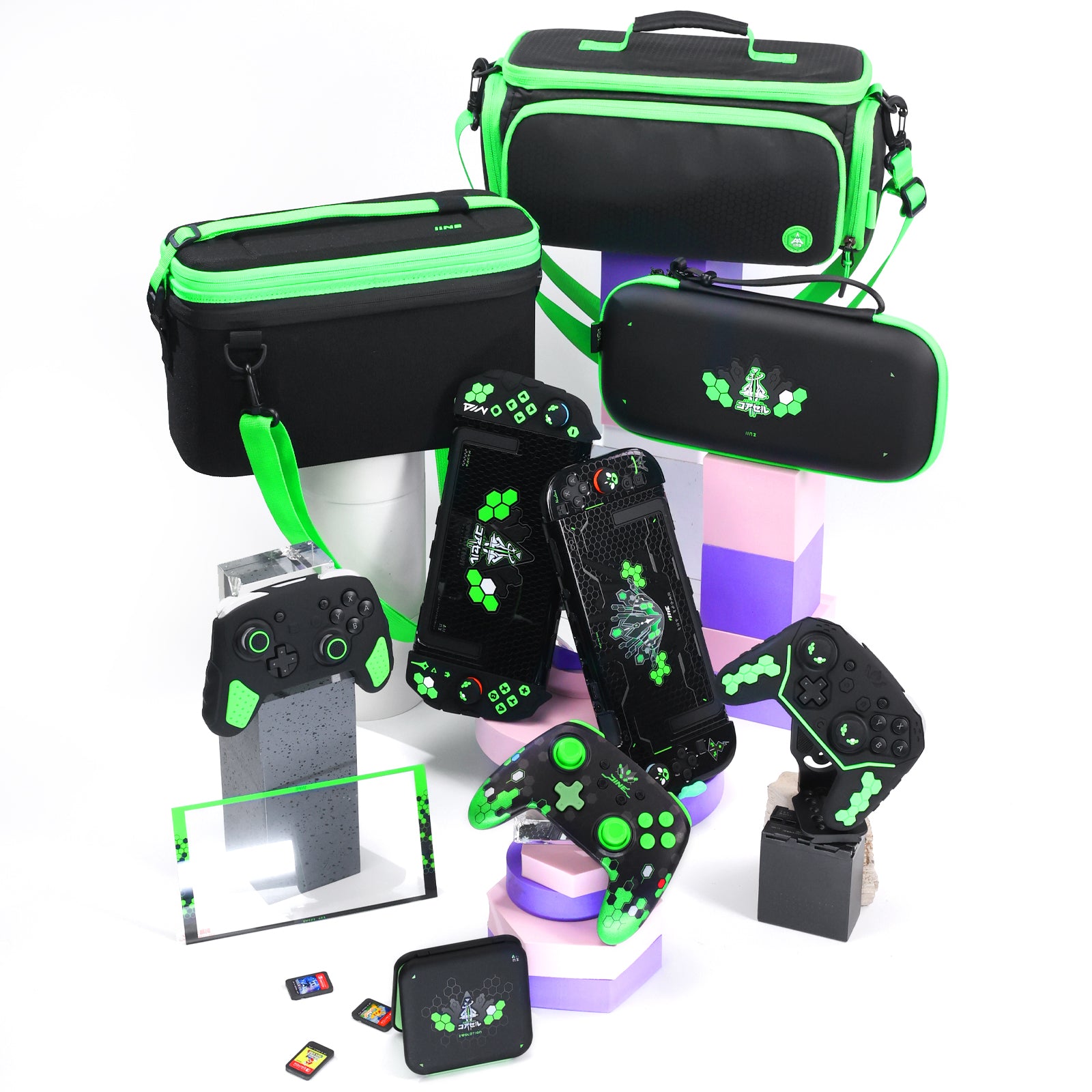 IINE Jormungandr Series for NS2 :Pro Controller / Protective Case/ Thumb Grips(Set of 8)/ Magnetic Game Card Case for / Silicone case for NS2 Pro Controller/Tempered Glass