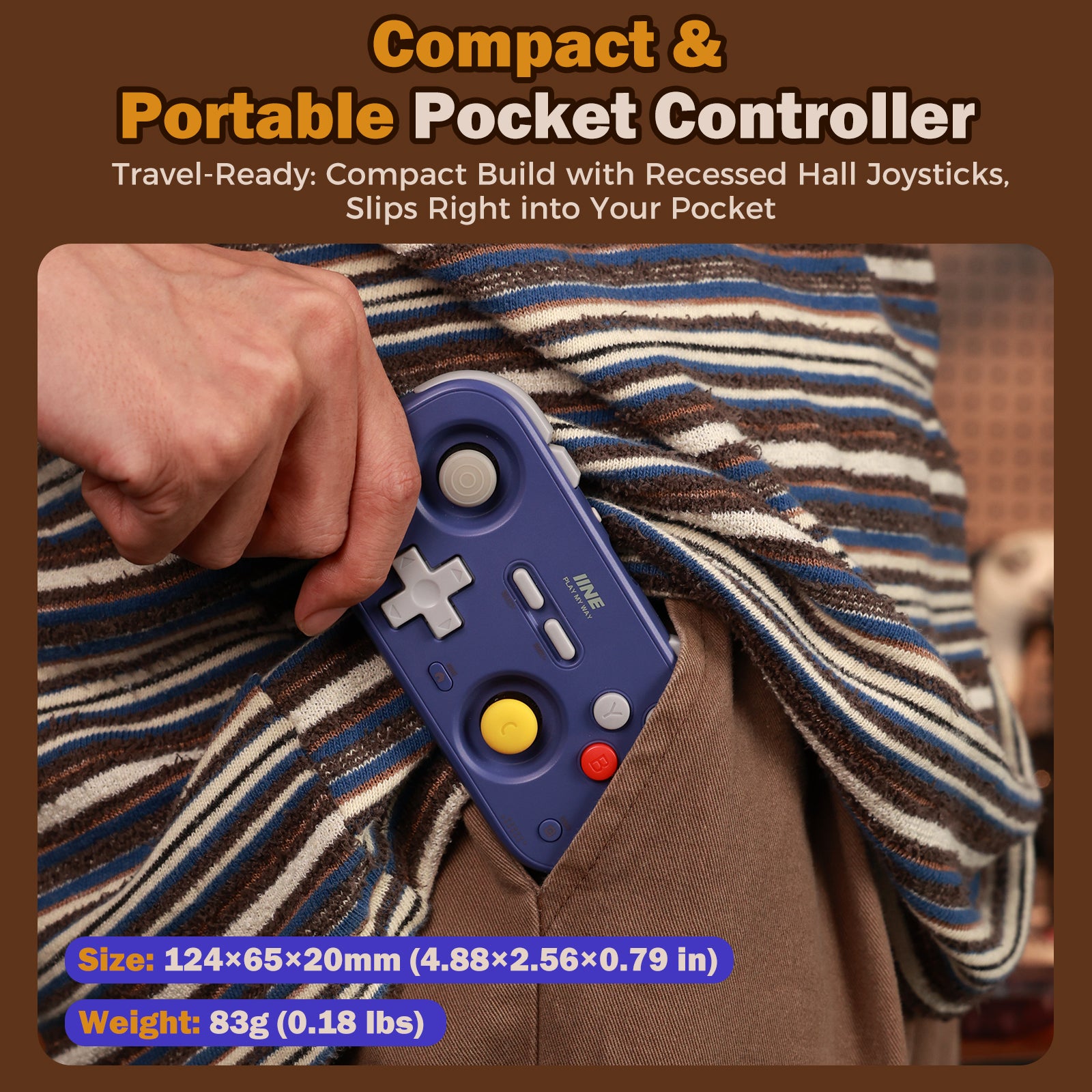 IINE Retro Pocket Chronos Game Controller – Nintendo Layout / Xbox Layout