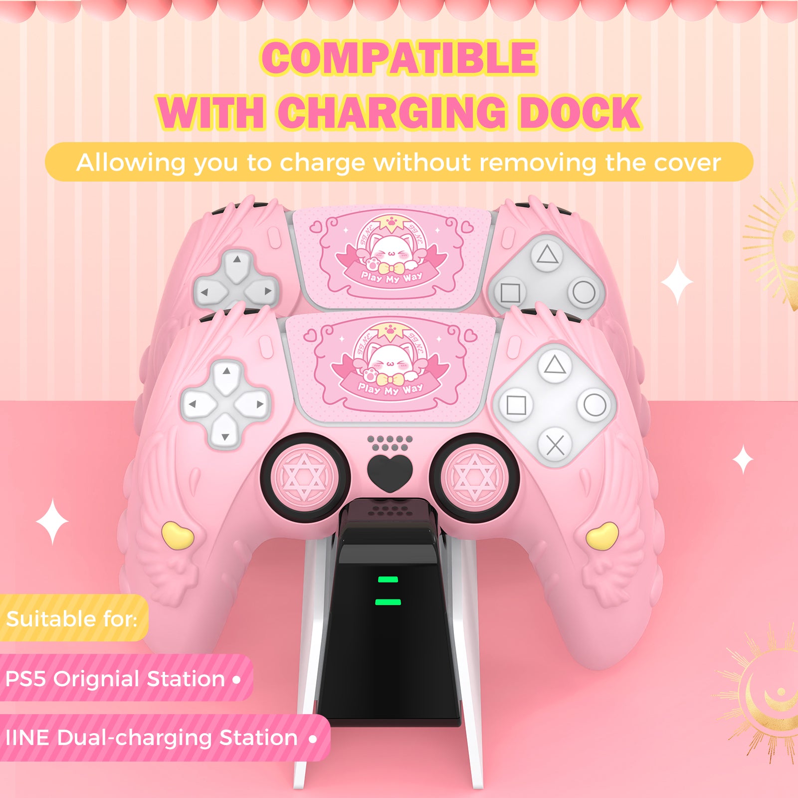 IINE Meow Pact Silicone Protective Case for PS5 Controller