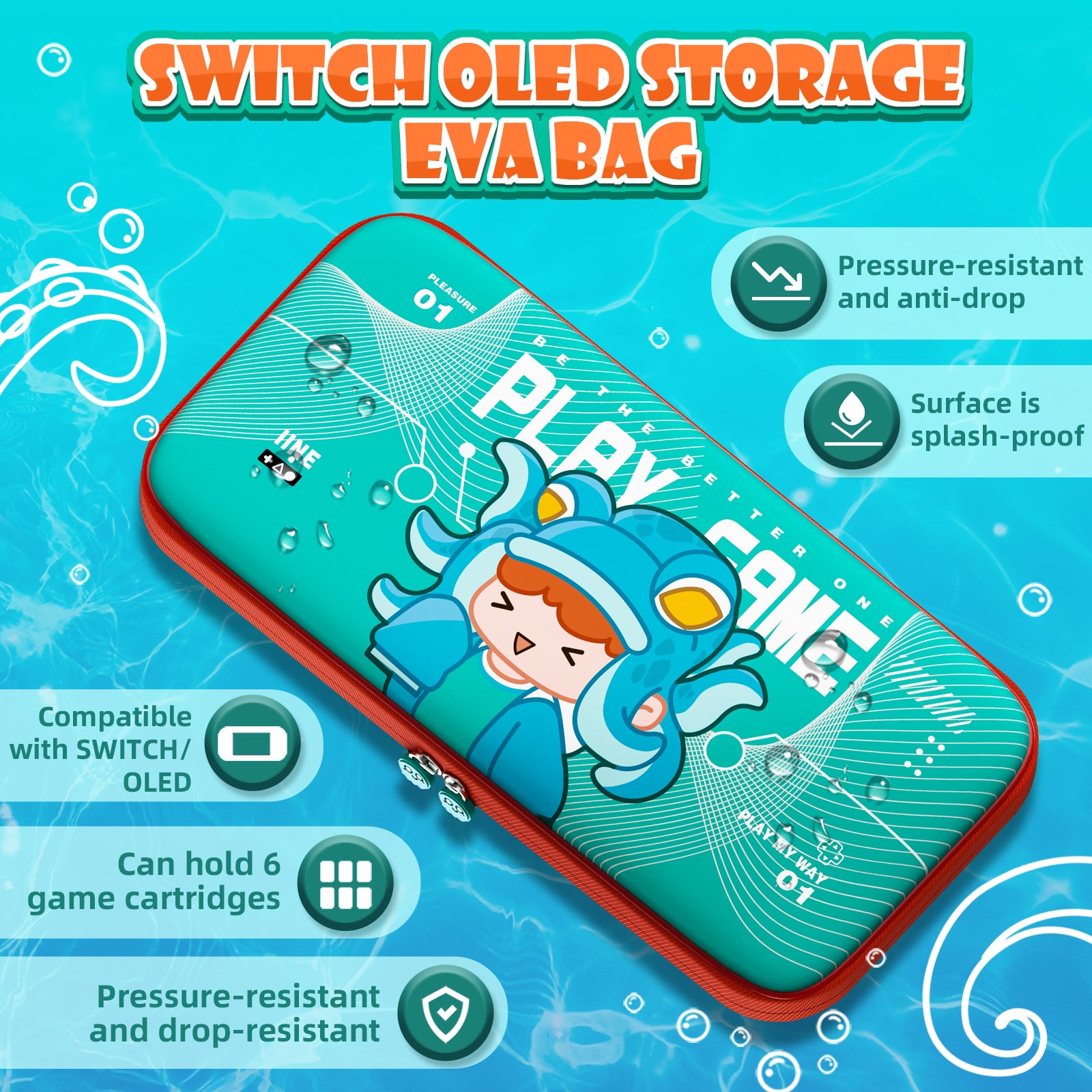 IINE Cool Summer TinyTako Series OLED Protective Case Cover Accessories Compatible Nintendo Switch