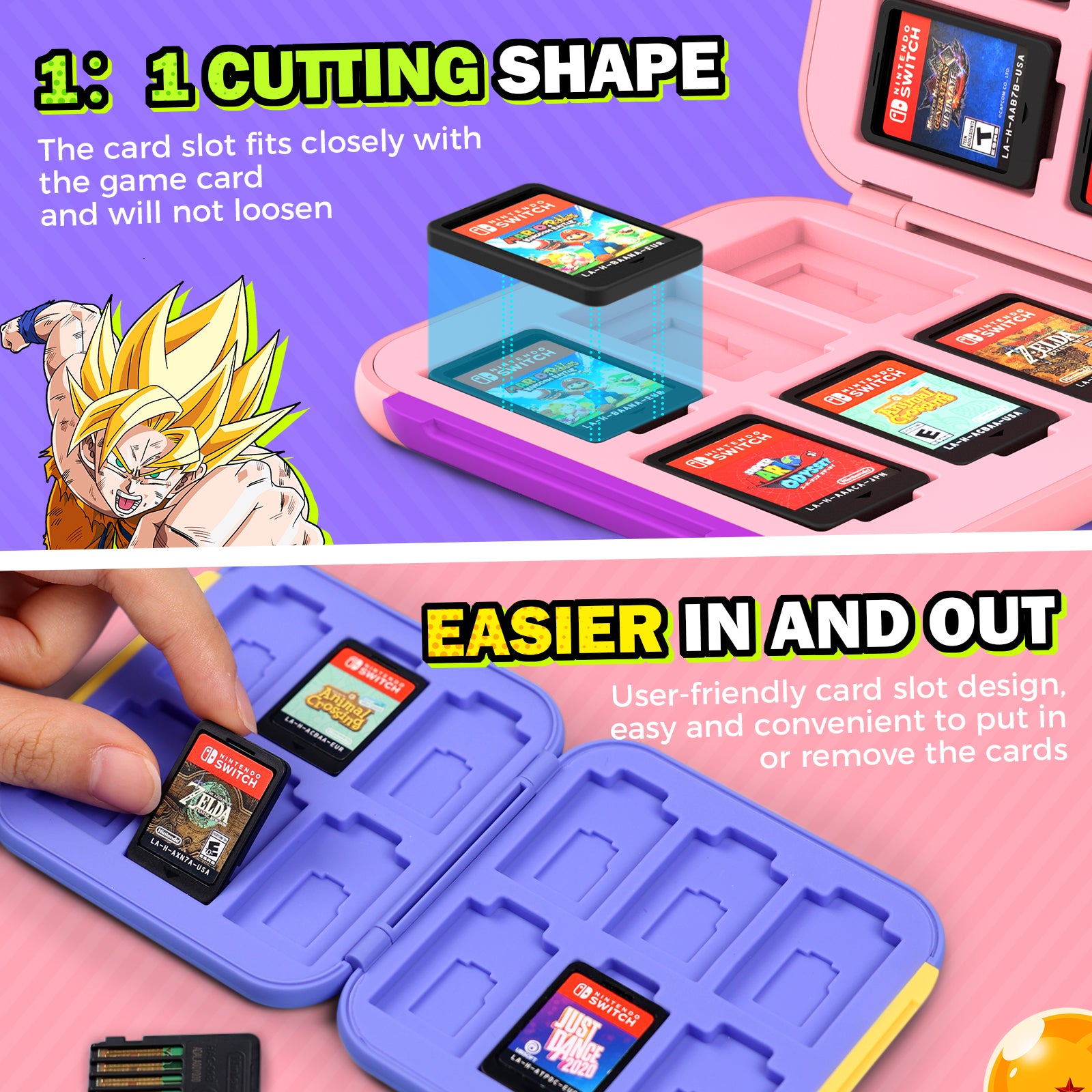 IINE Dragon Ball Cassette Box 12 Card Case Compatible Nintendo Switch Game Cards