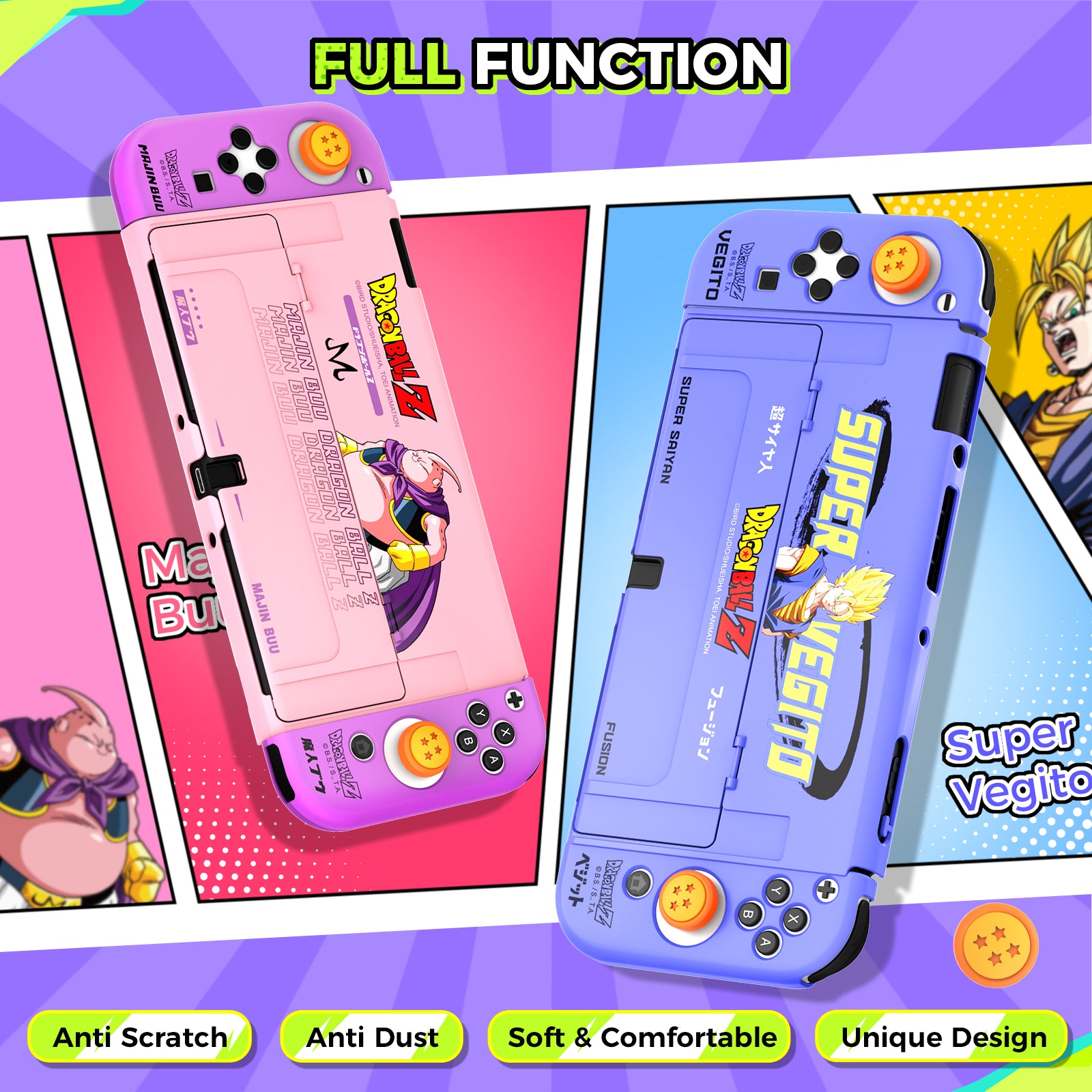 IINE DragonBall Vegito & Majin Protective Case Cover OLED Console for Nintendo Switch OLED