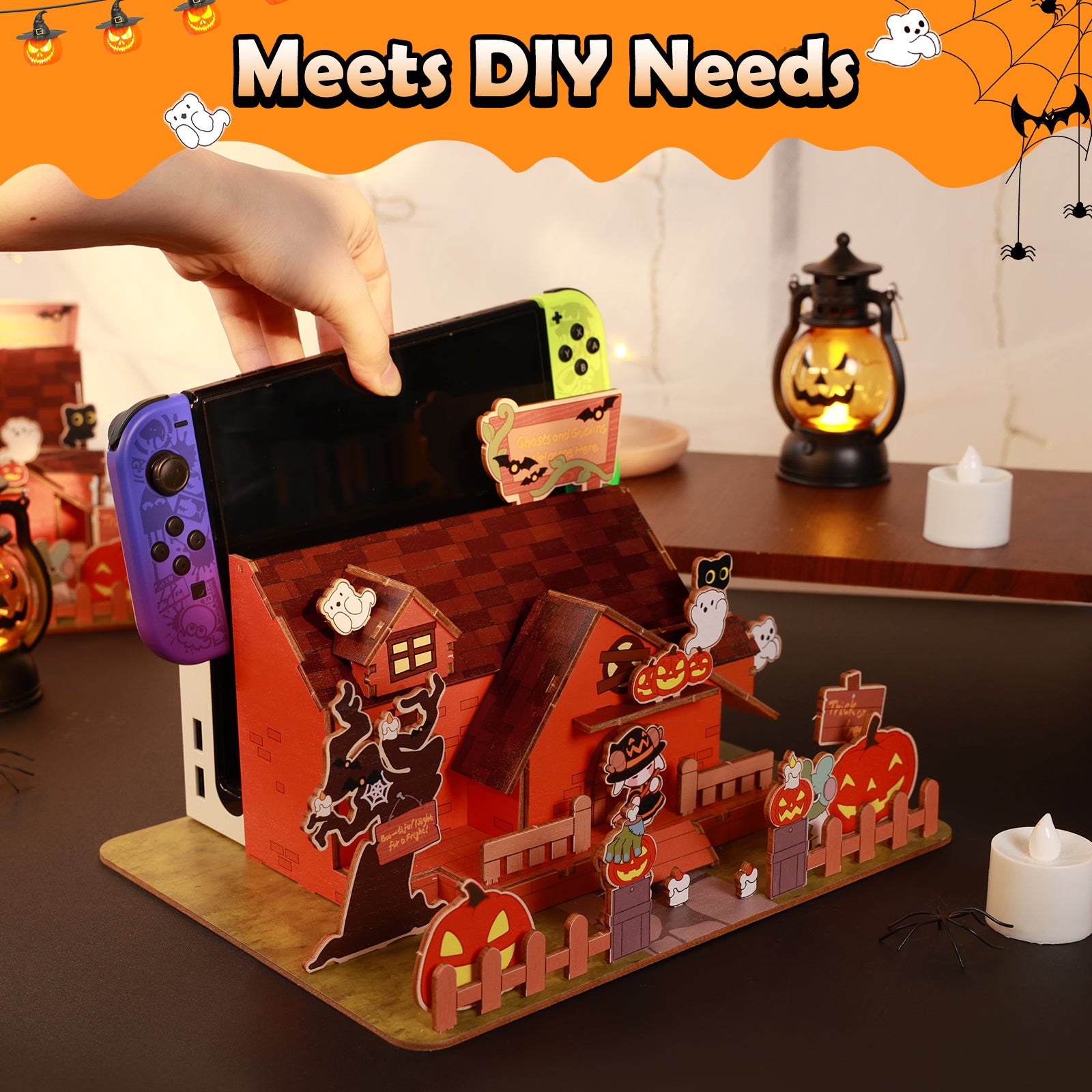 IINE Pumpkin Ghost Faceplate Cover for Switch/OLED Dock